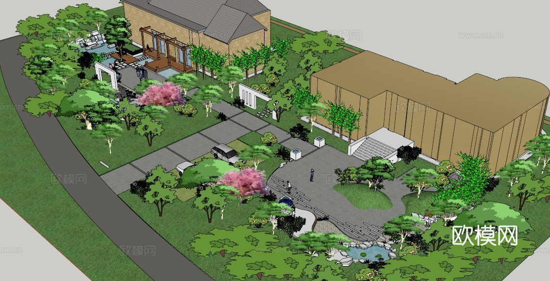 游园景观设计模型 园林景观模型 广场方案设计 园林方案设计su模型