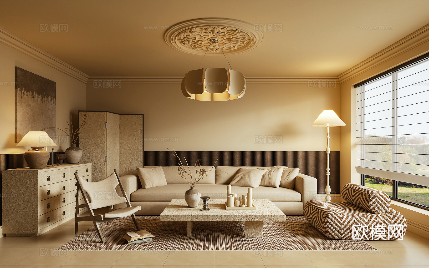 客厅 沙发 茶几 休闲椅 摆件3d模型下载