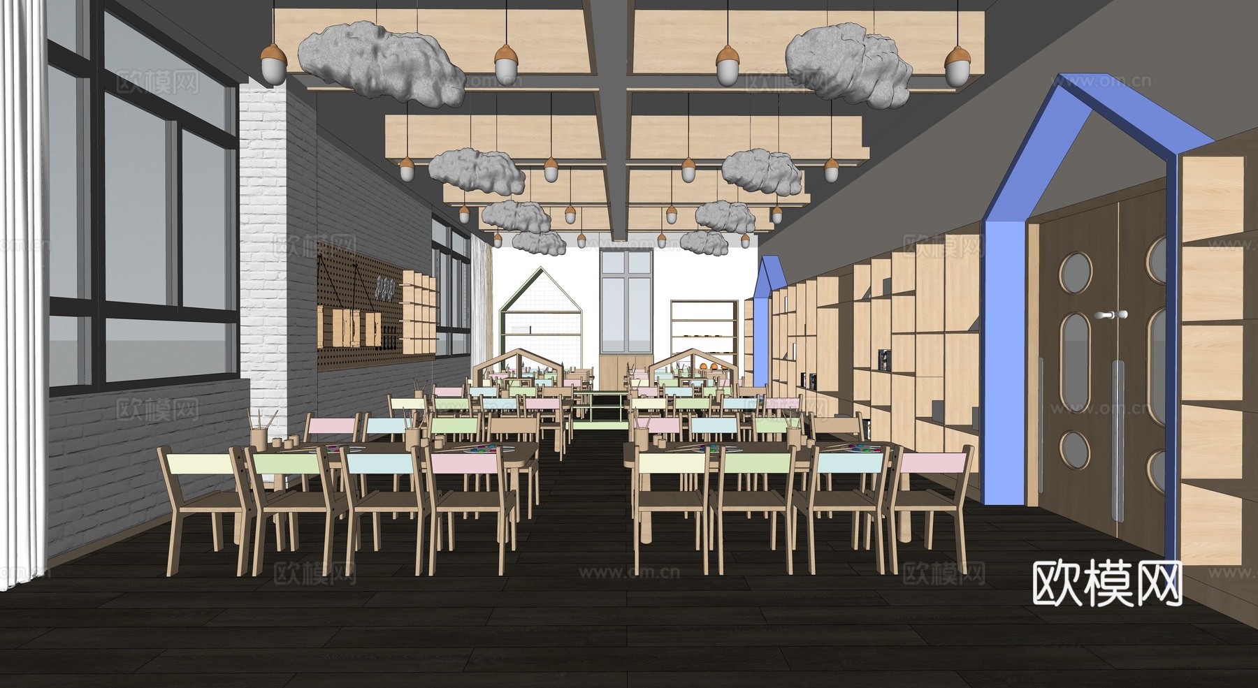 幼儿园教室 - 综合部室su模型