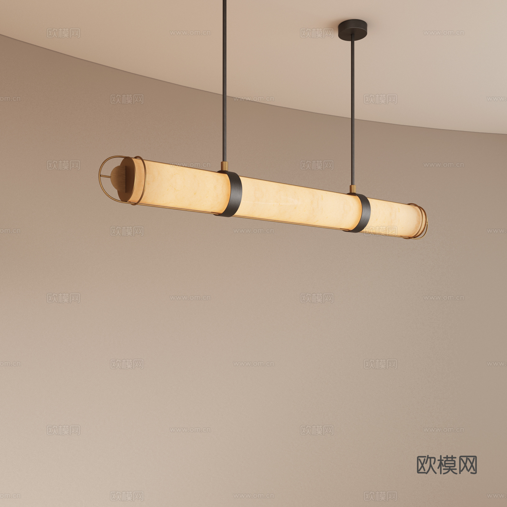 现代餐厅吊灯 金属吊灯 长条吊灯 轻奢吊灯 复古吊灯su模型