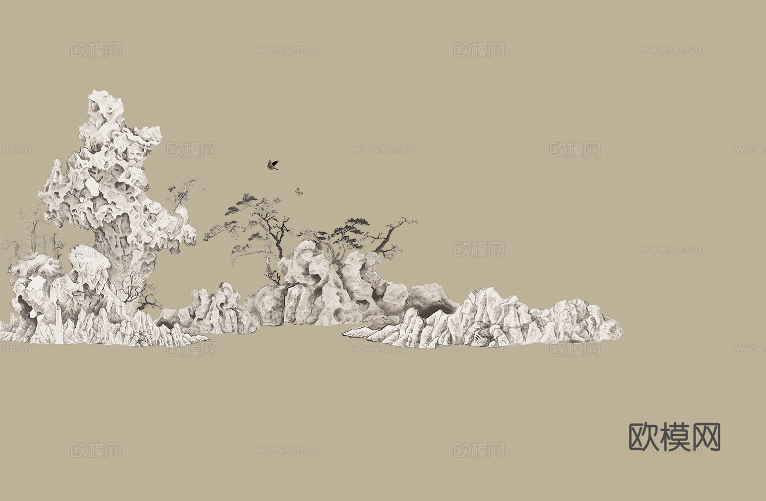 中式新中式植物意境壁纸壁画