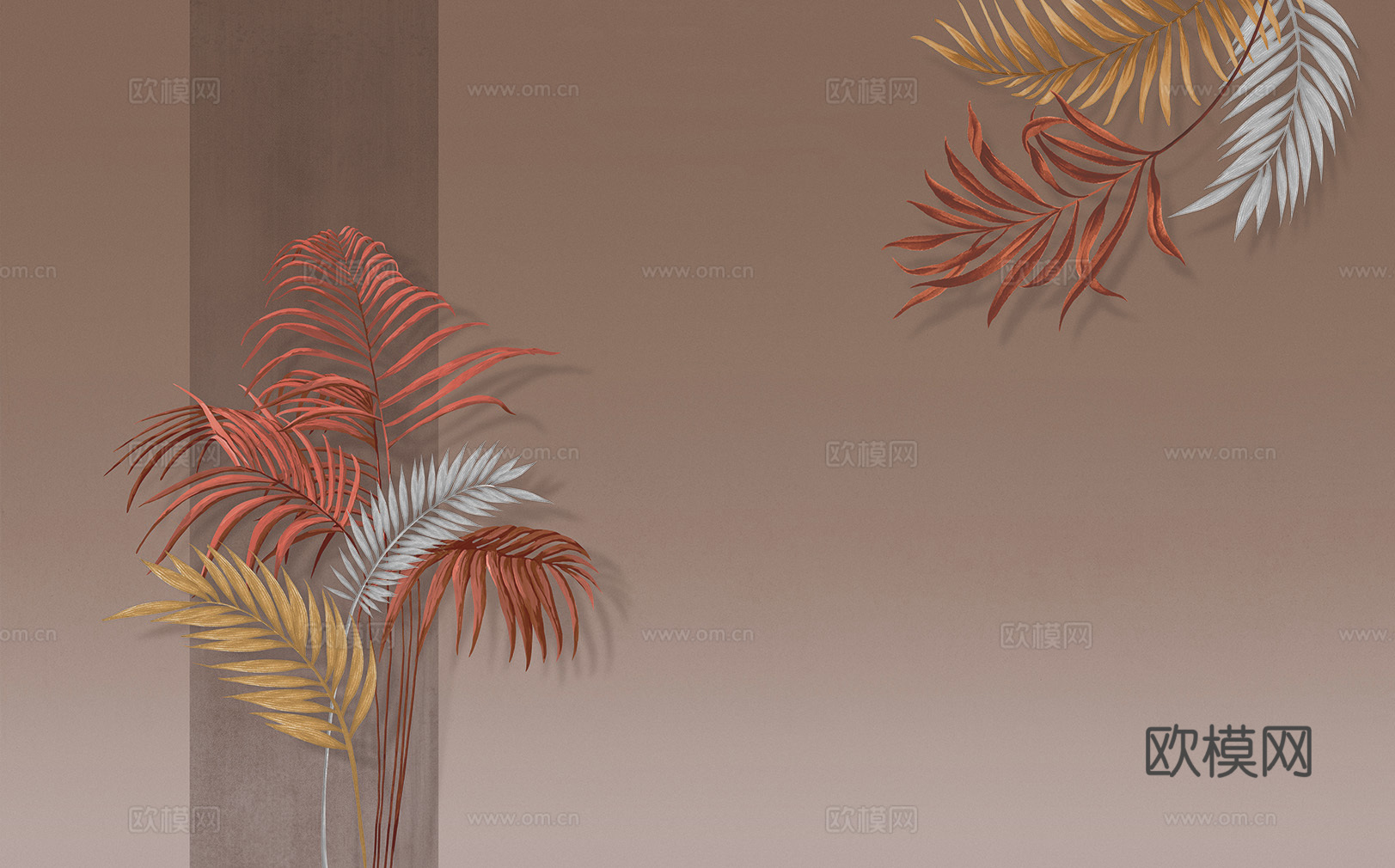 中式新中式植物花枝意境壁纸壁画