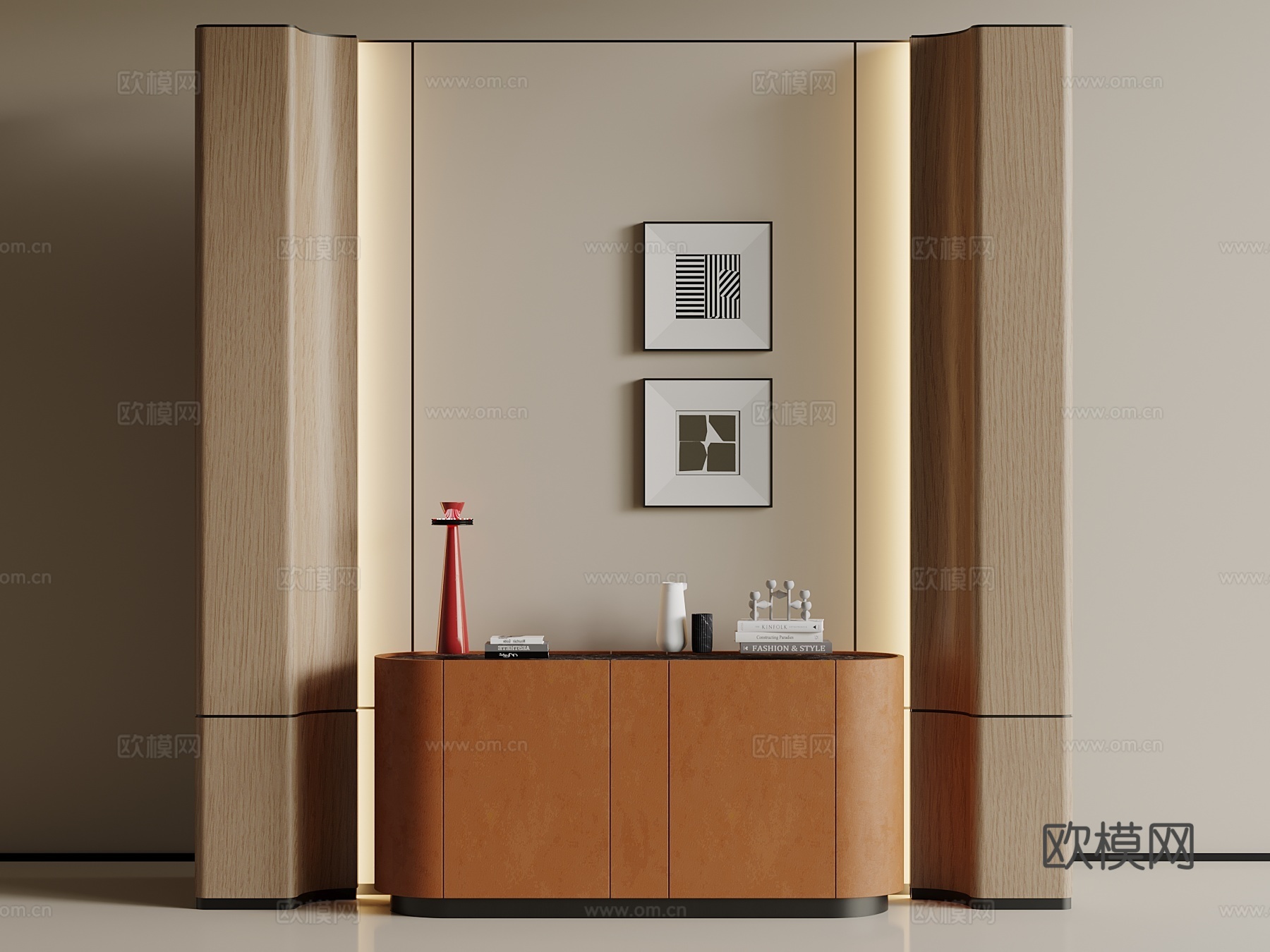 现代玄关 边柜 玄关柜 装饰柜su模型