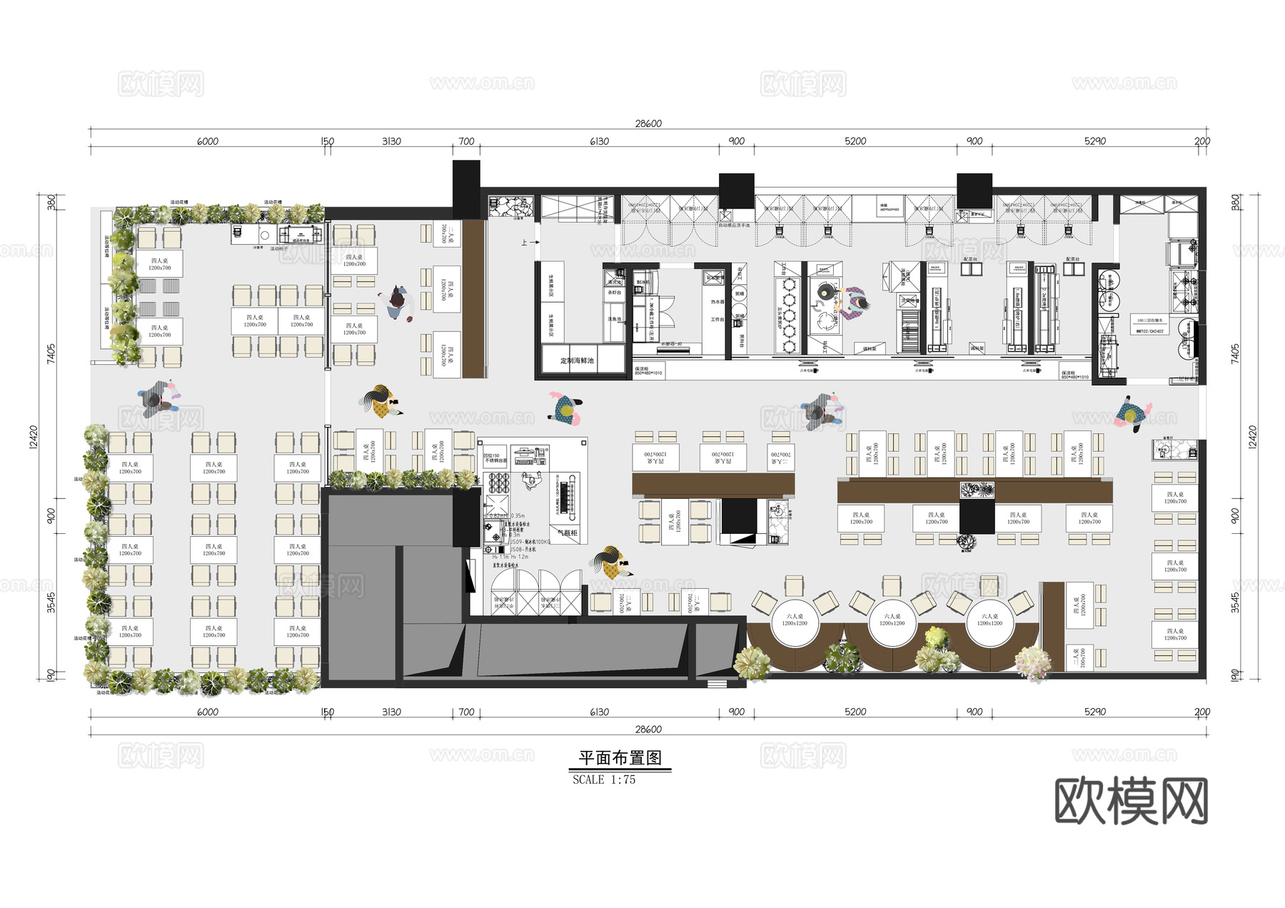 李小太烧烤平面布置图cad施工图