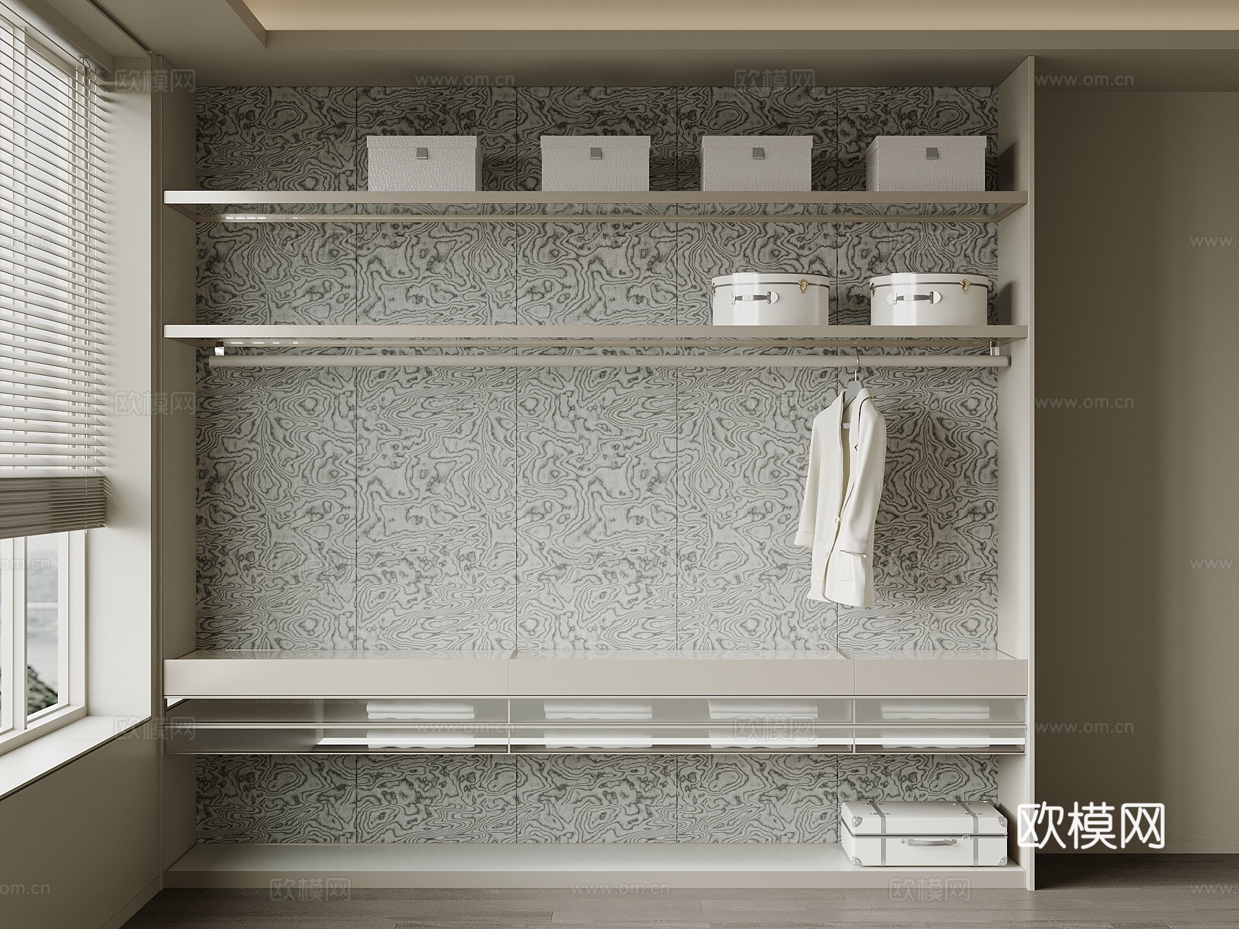 现代衣柜 框架衣柜su模型