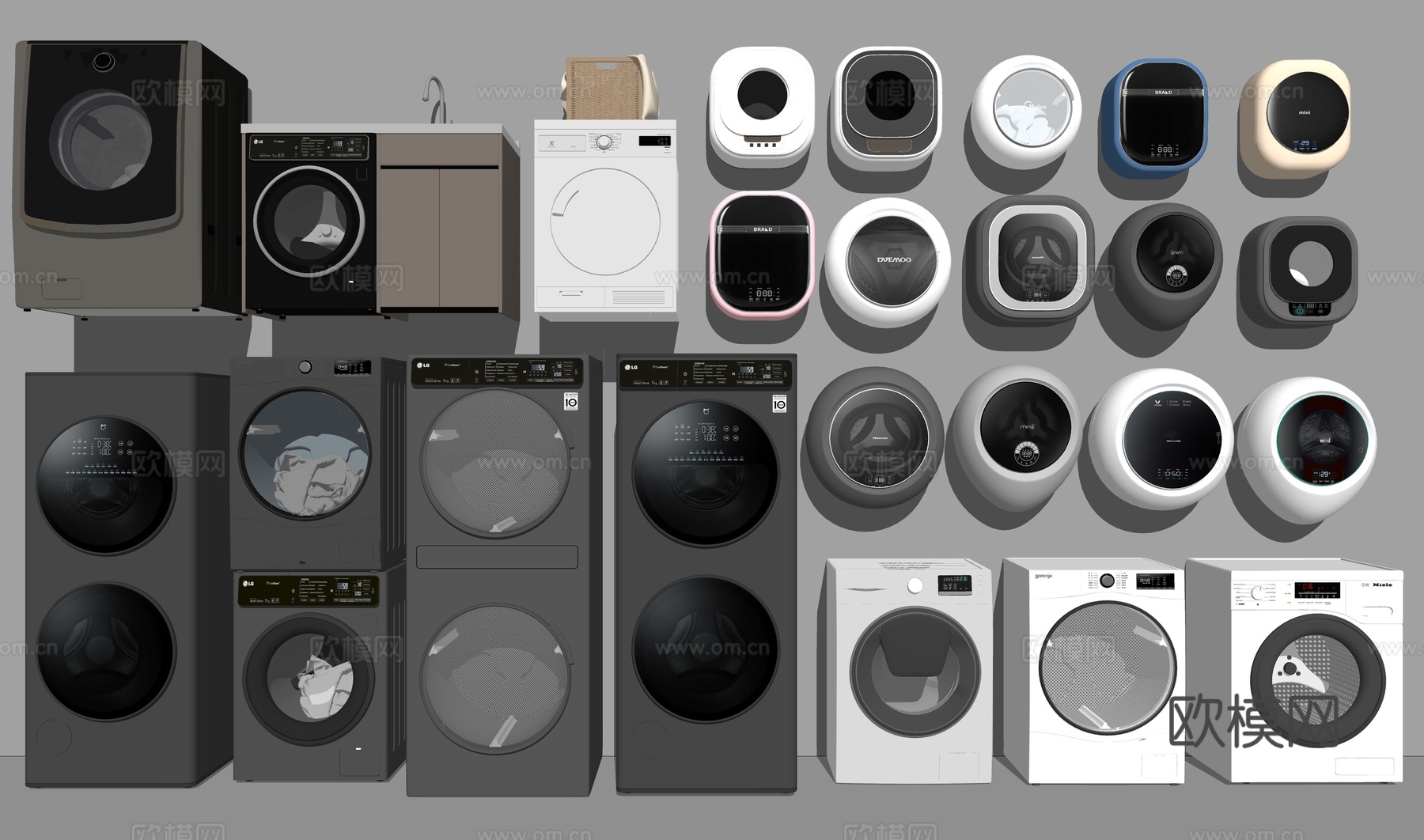 现代壁挂洗衣机双筒洗衣机洗手池su模型