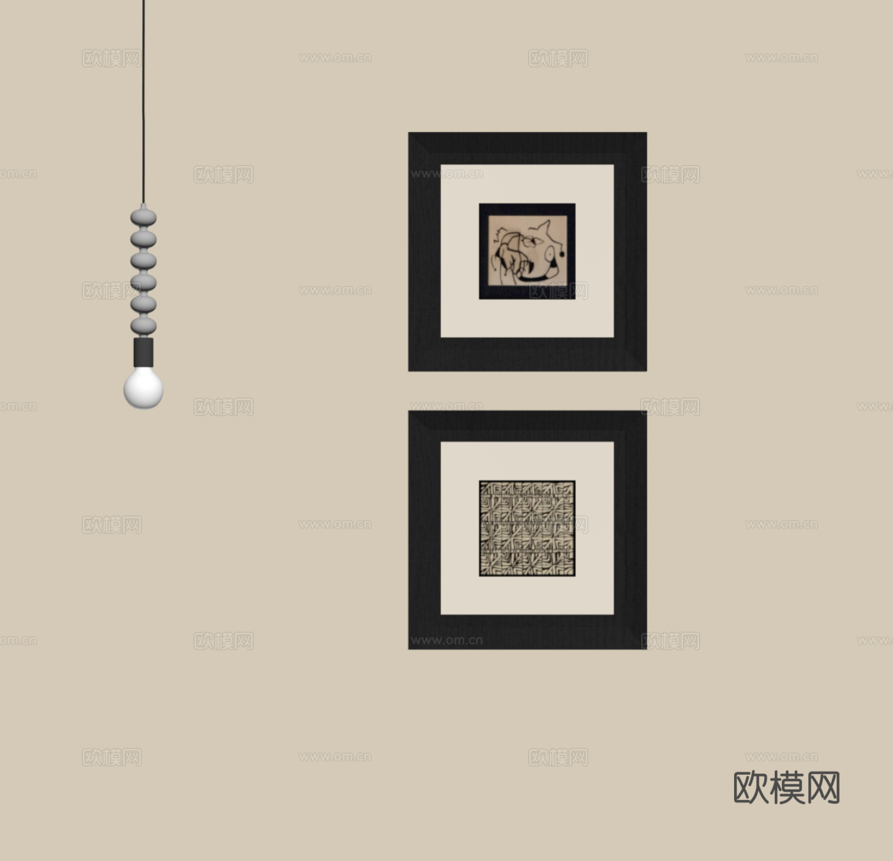 中古风装饰画 挂画su模型