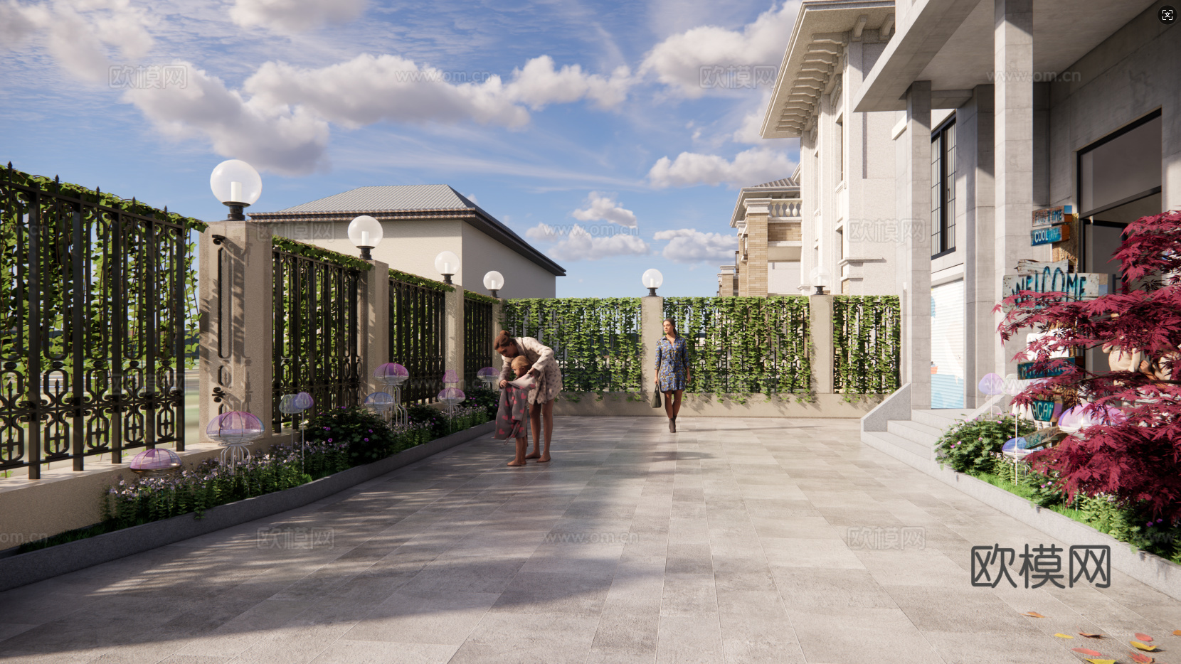 现代民宿小院 民宿建筑 民宿环境su模型