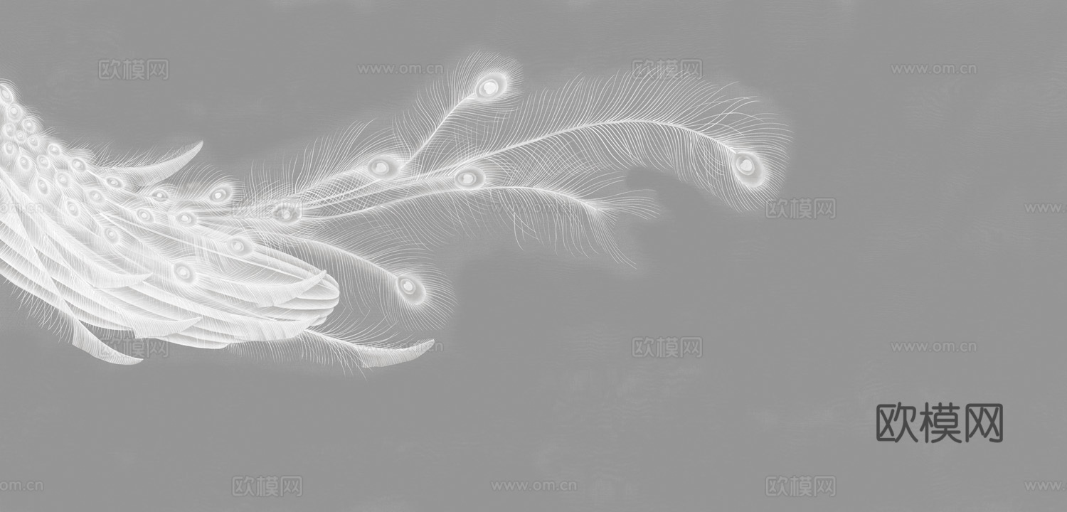 中式新中式羽毛壁纸壁画