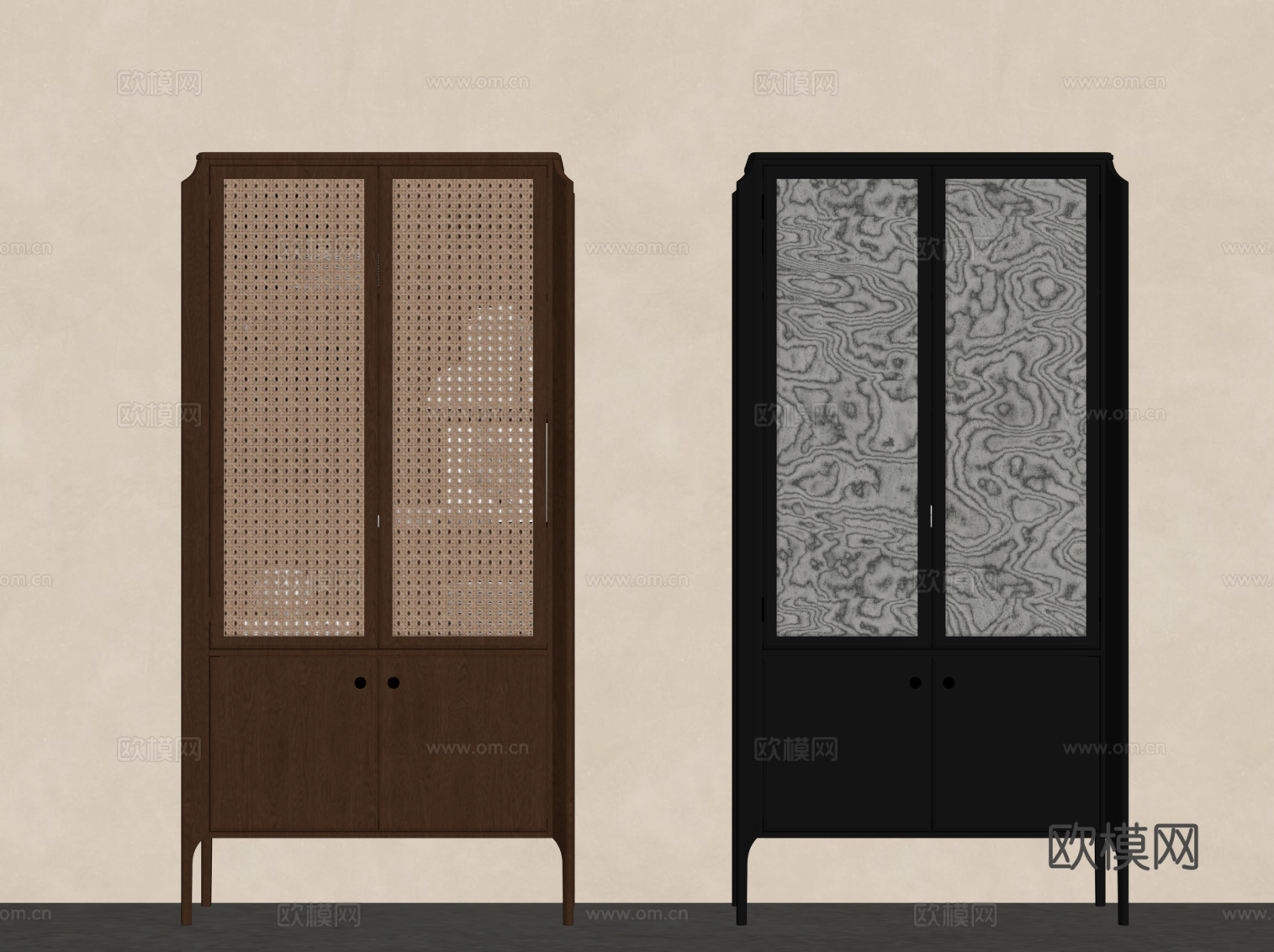 中古风斗柜 餐边柜su模型