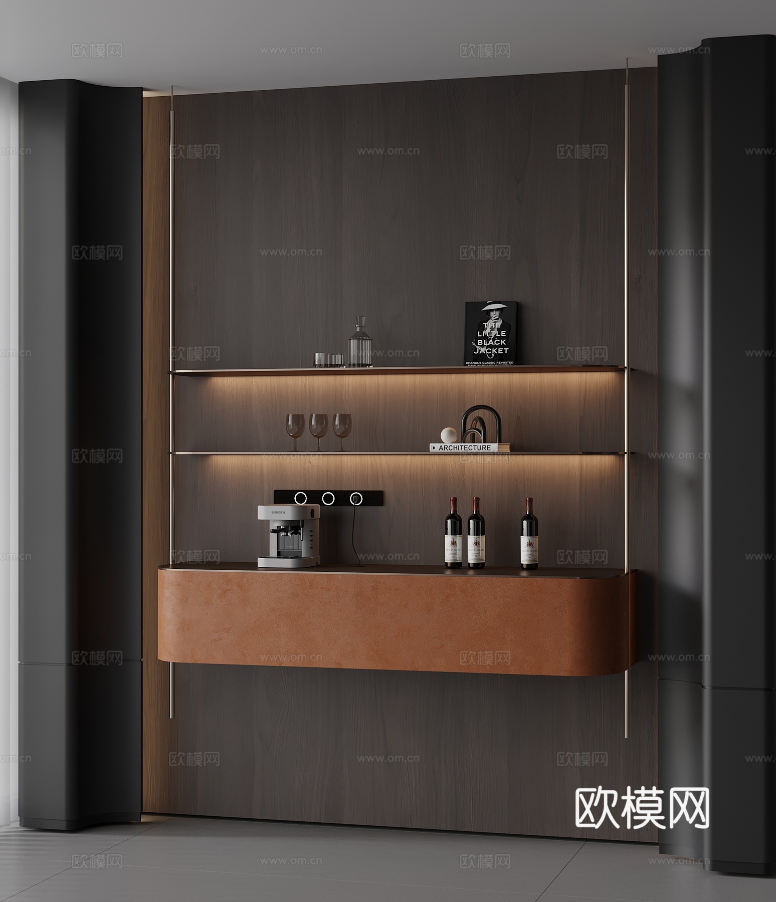现代酒架 酒柜su模型