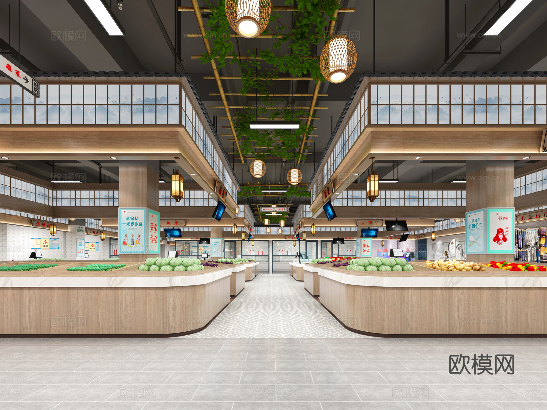 农贸市场 菜市场3d模型下载（渲染图1）