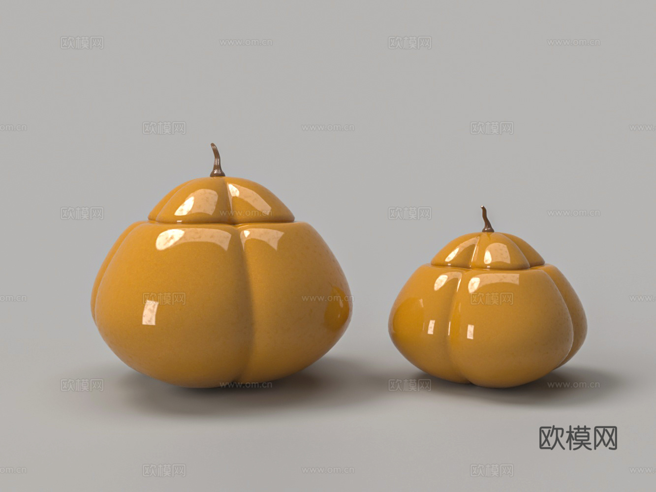 陶瓷黄色高光南瓜罐3d模型下载