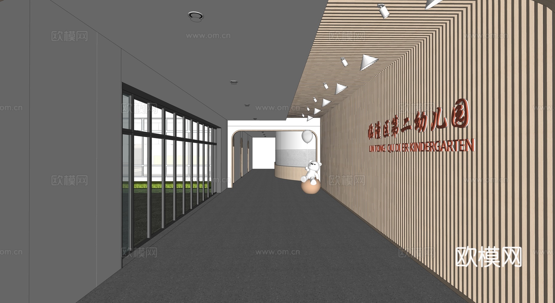 前厅设计  幼儿园大厅su模型