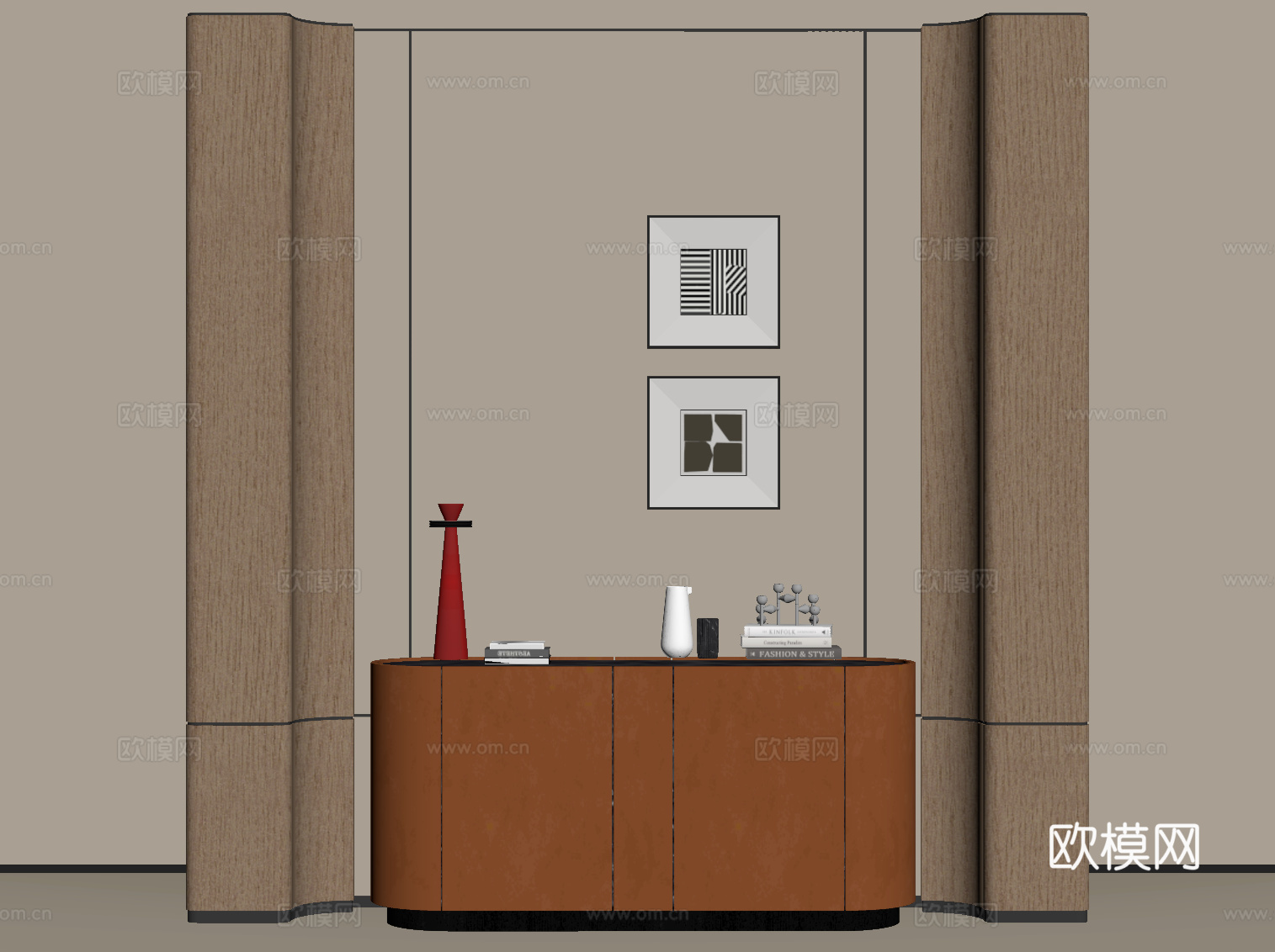 现代玄关 边柜 玄关柜 装饰柜su模型