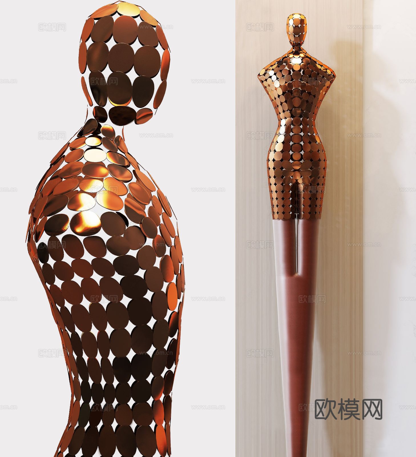 现代金属人物摆件3d模型下载