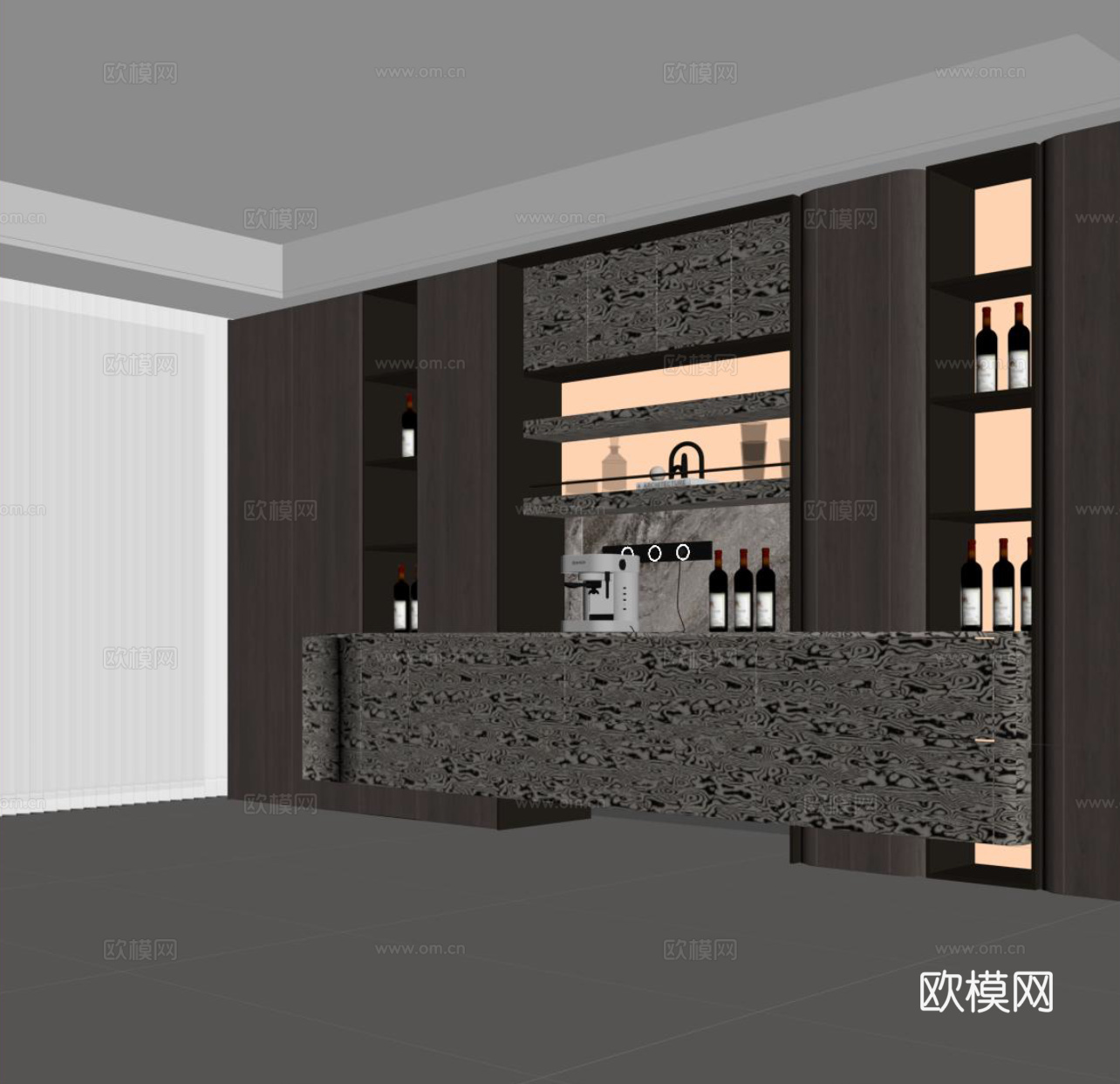 现代酒柜 餐边柜su模型