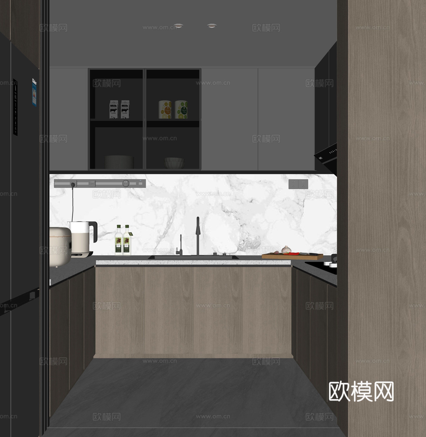 现代意式厨房su模型