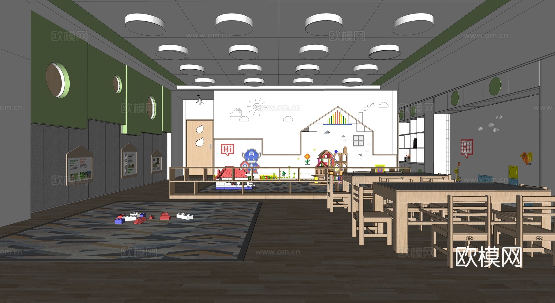 幼儿园教室  活动室su模型