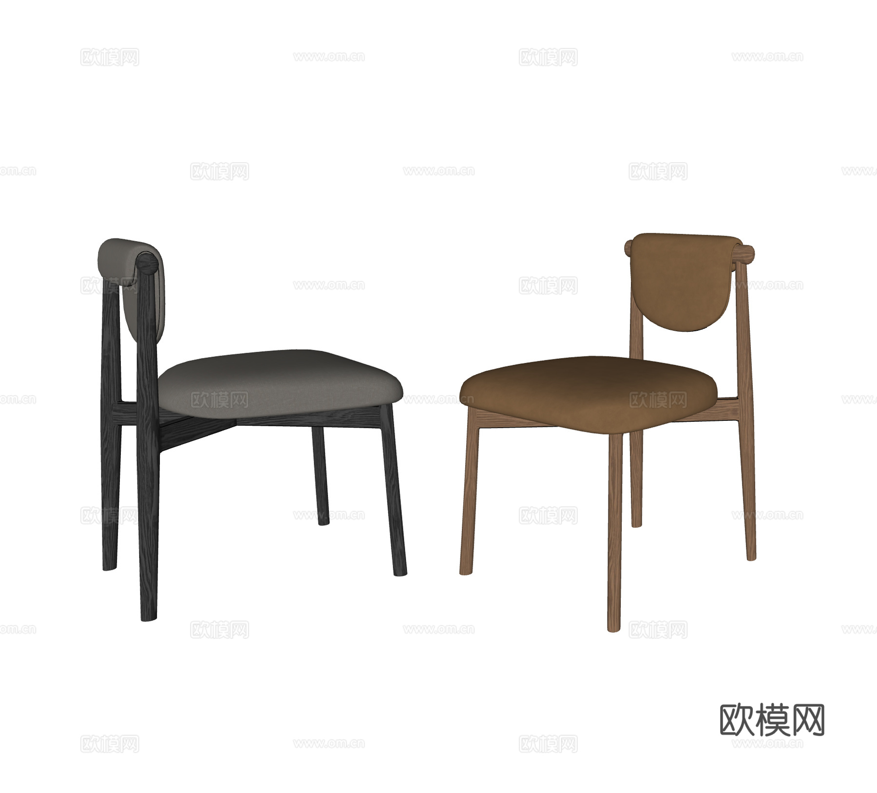 Calligaris 宋式美学餐椅 新中式单椅 木椅 皮革su模型