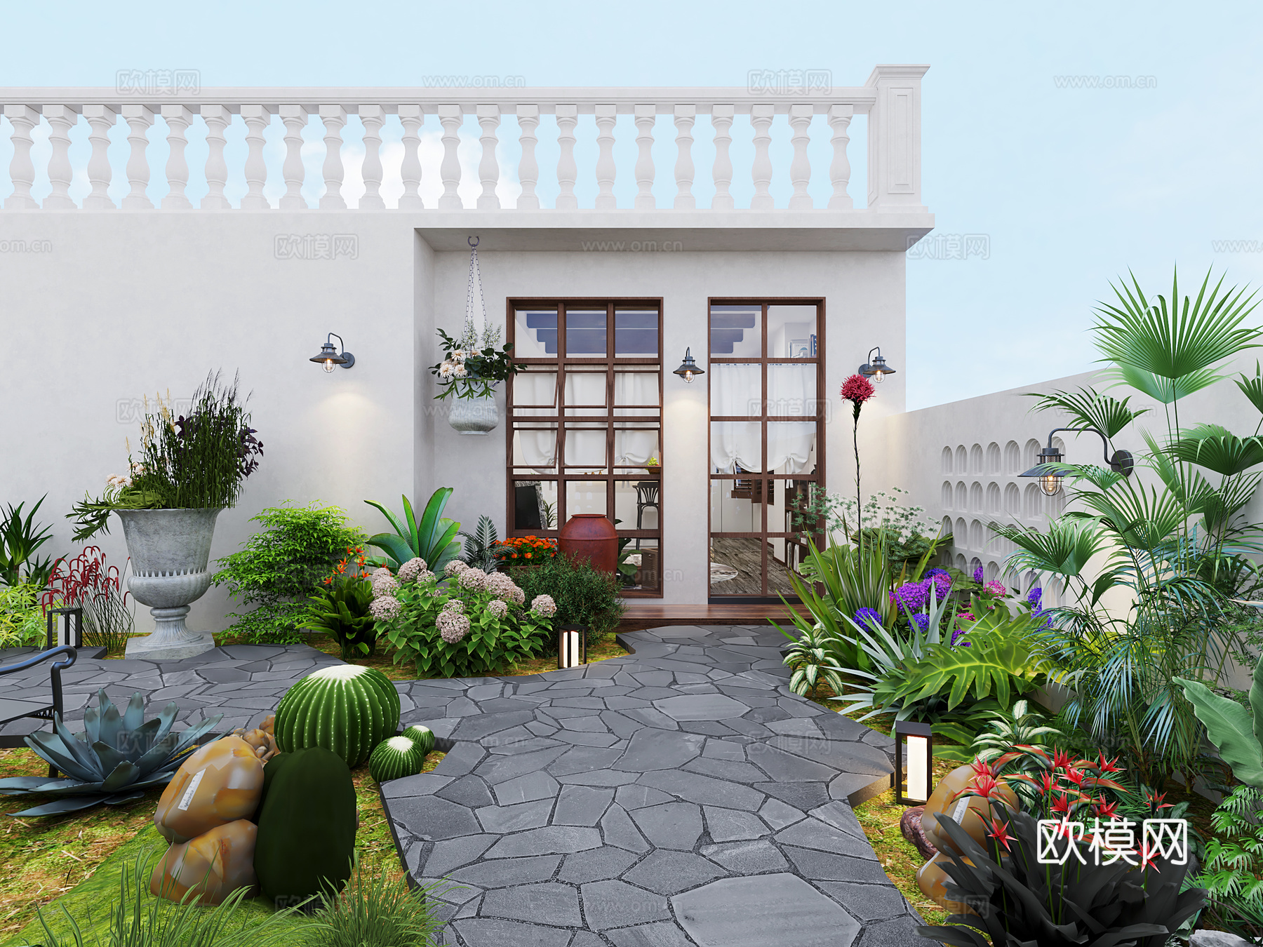 休闲区，花园3d模型下载（渲染图3）