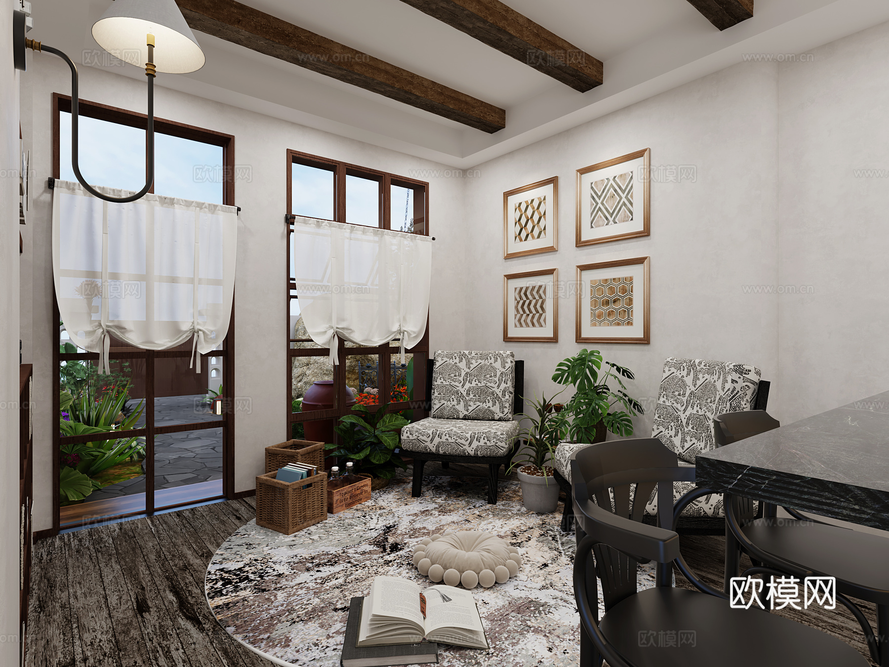 休闲区，花园3d模型下载（渲染图5）