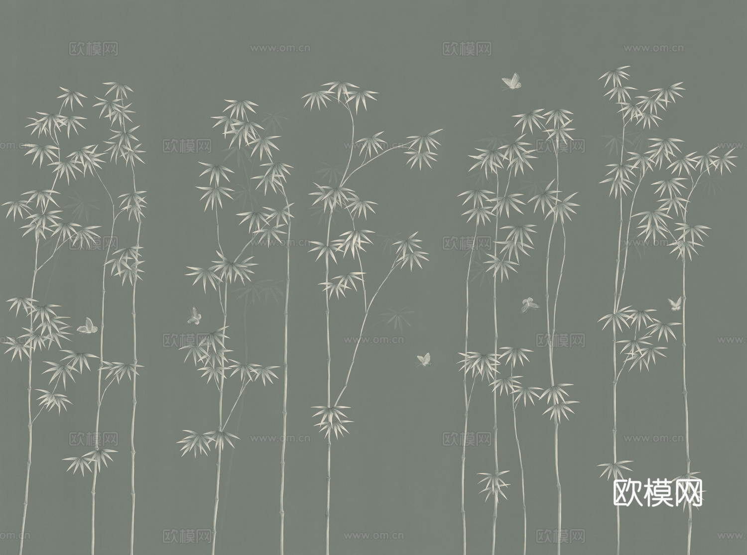 中式新中式植物花枝意境壁纸壁画