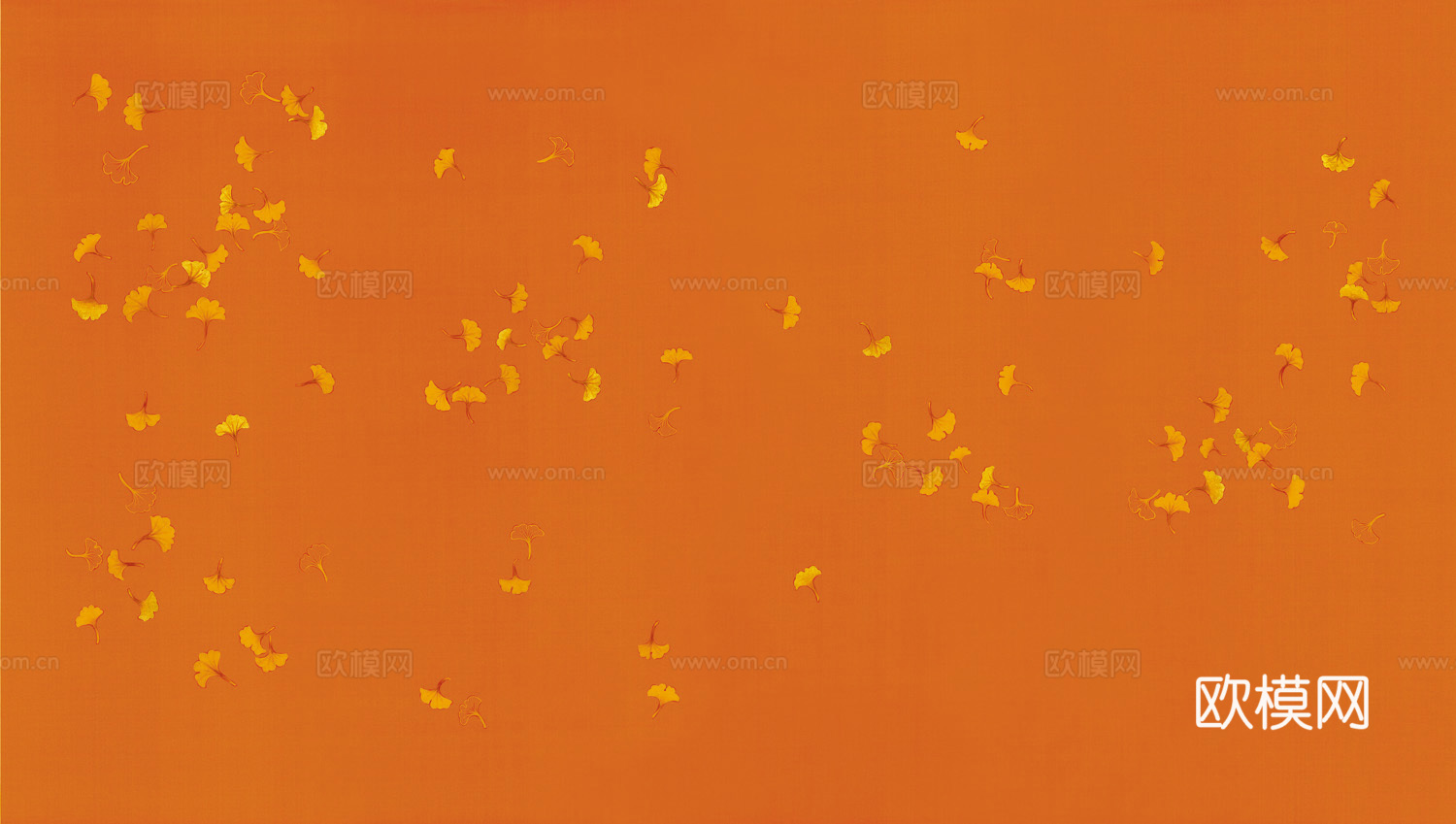 中式新中式植物银杏落叶壁纸壁画下载