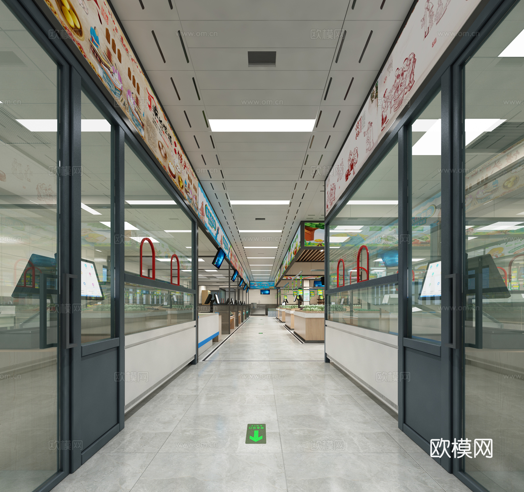 现代农贸市场3d模型下载（渲染图4）