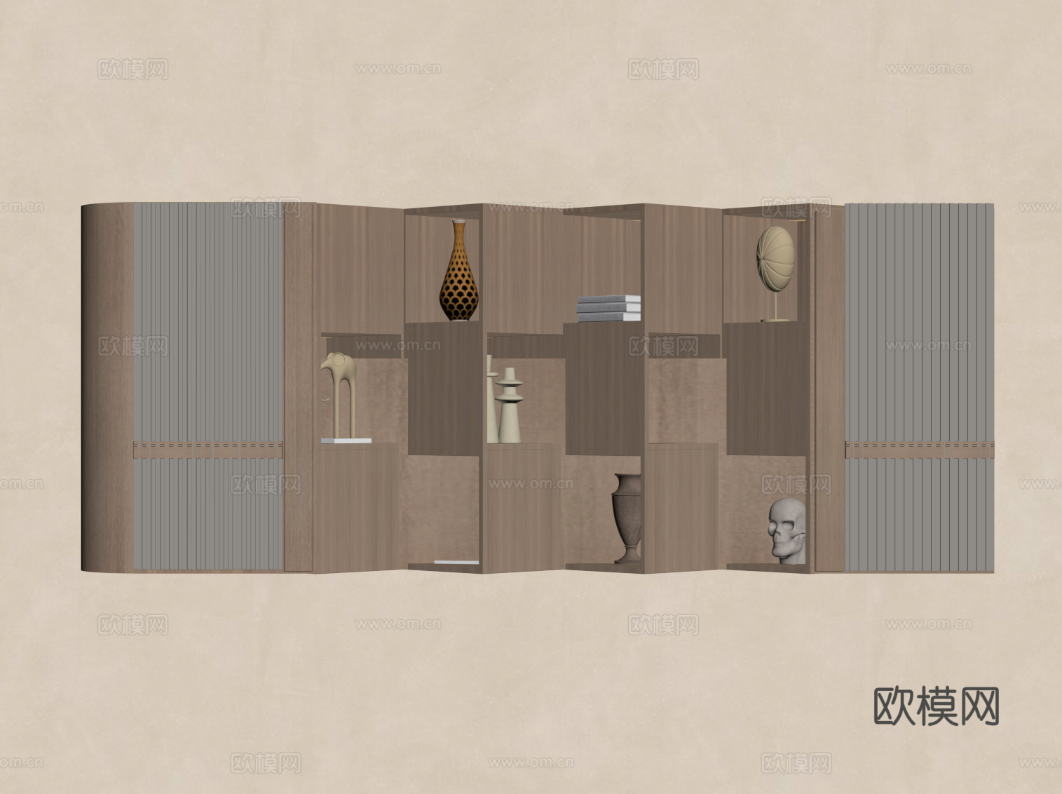 新中式书架 置物架su模型