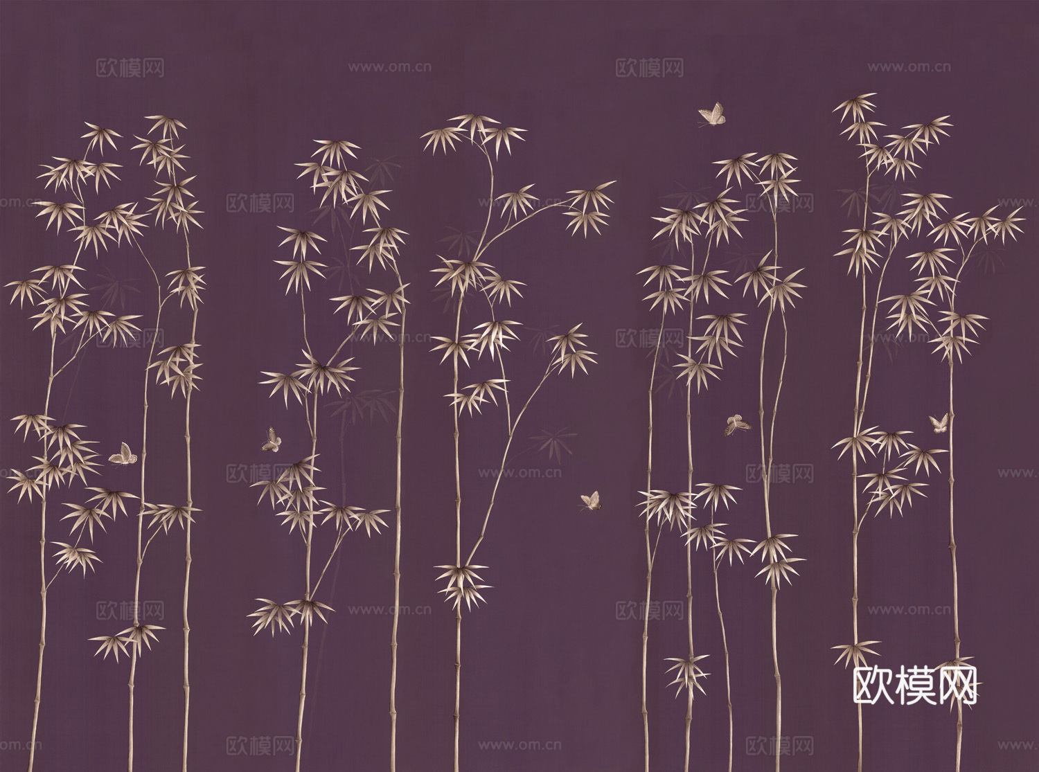 中式新中式植物花枝意境壁纸壁画