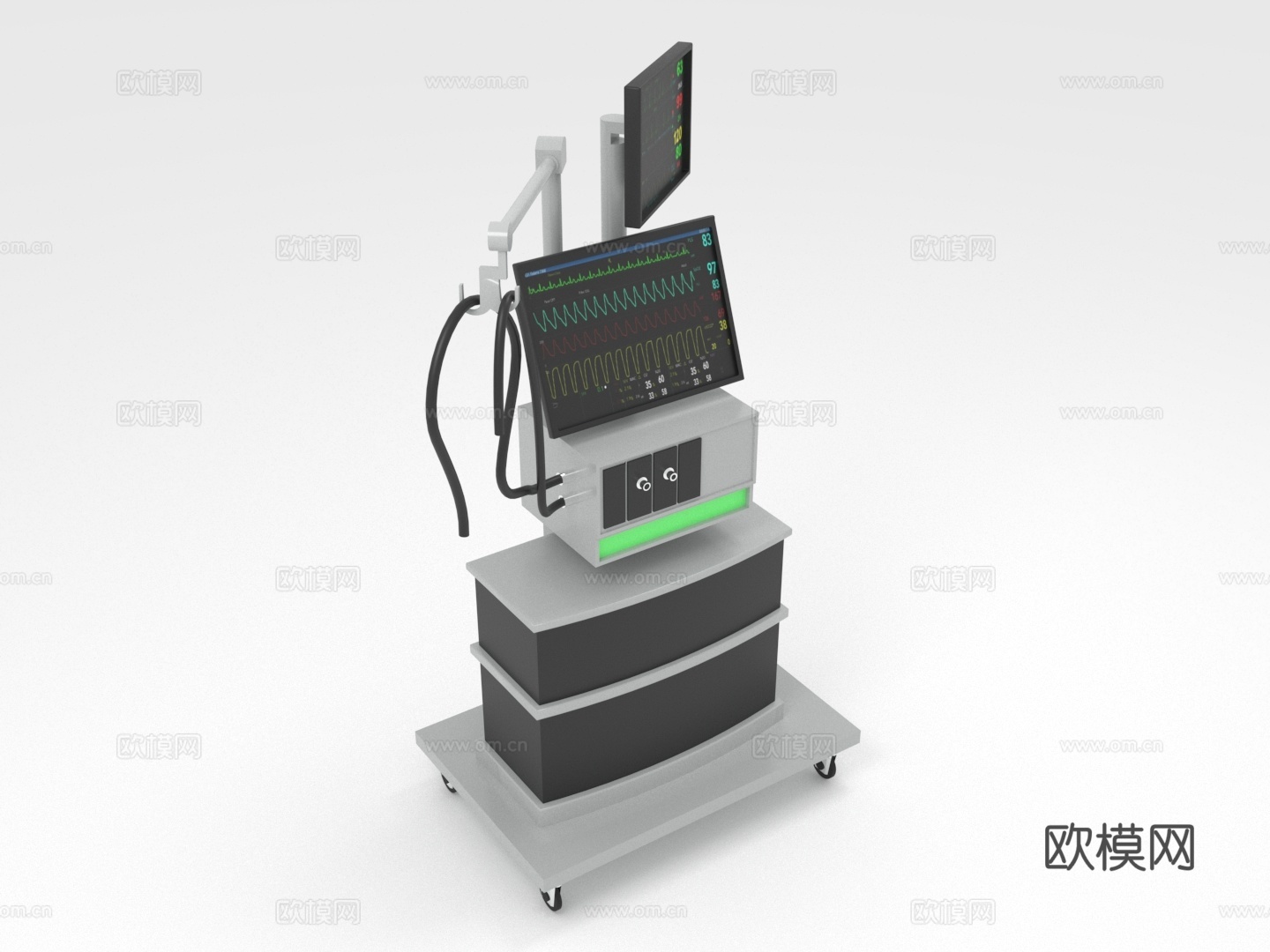 监护仪 医疗设备 生命体征监测 病床旁监护3d模型3d模型下载（渲染图1）