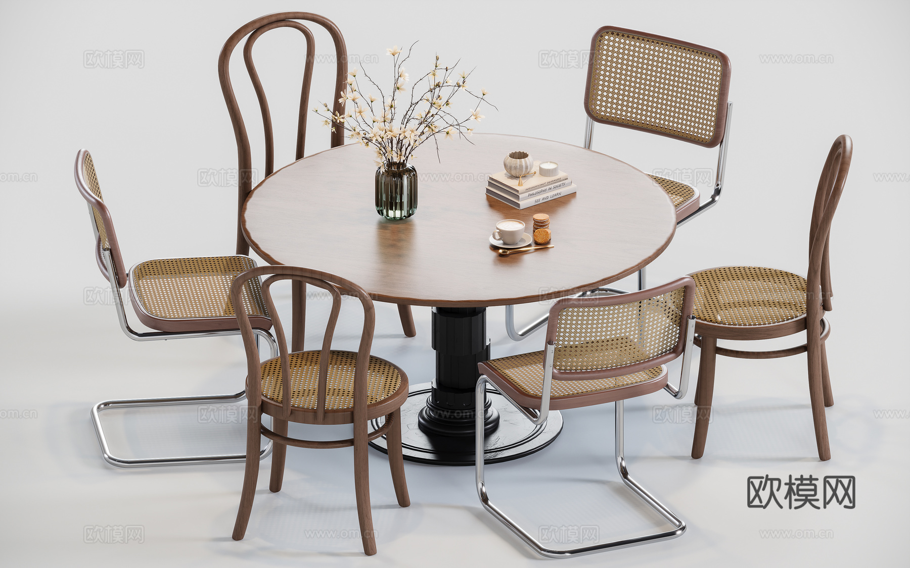 中古风圆餐桌su模型