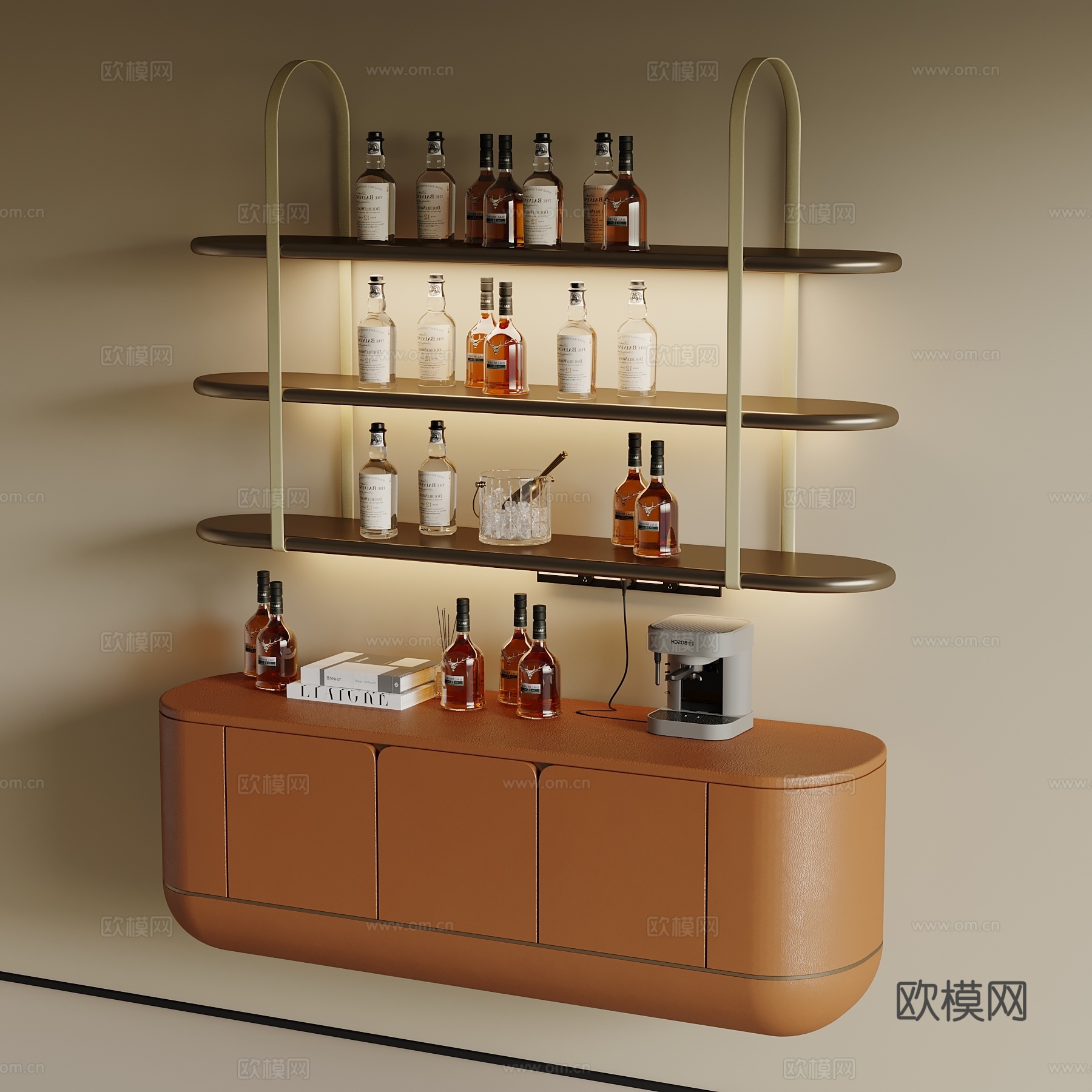 现代酒架 酒柜su模型