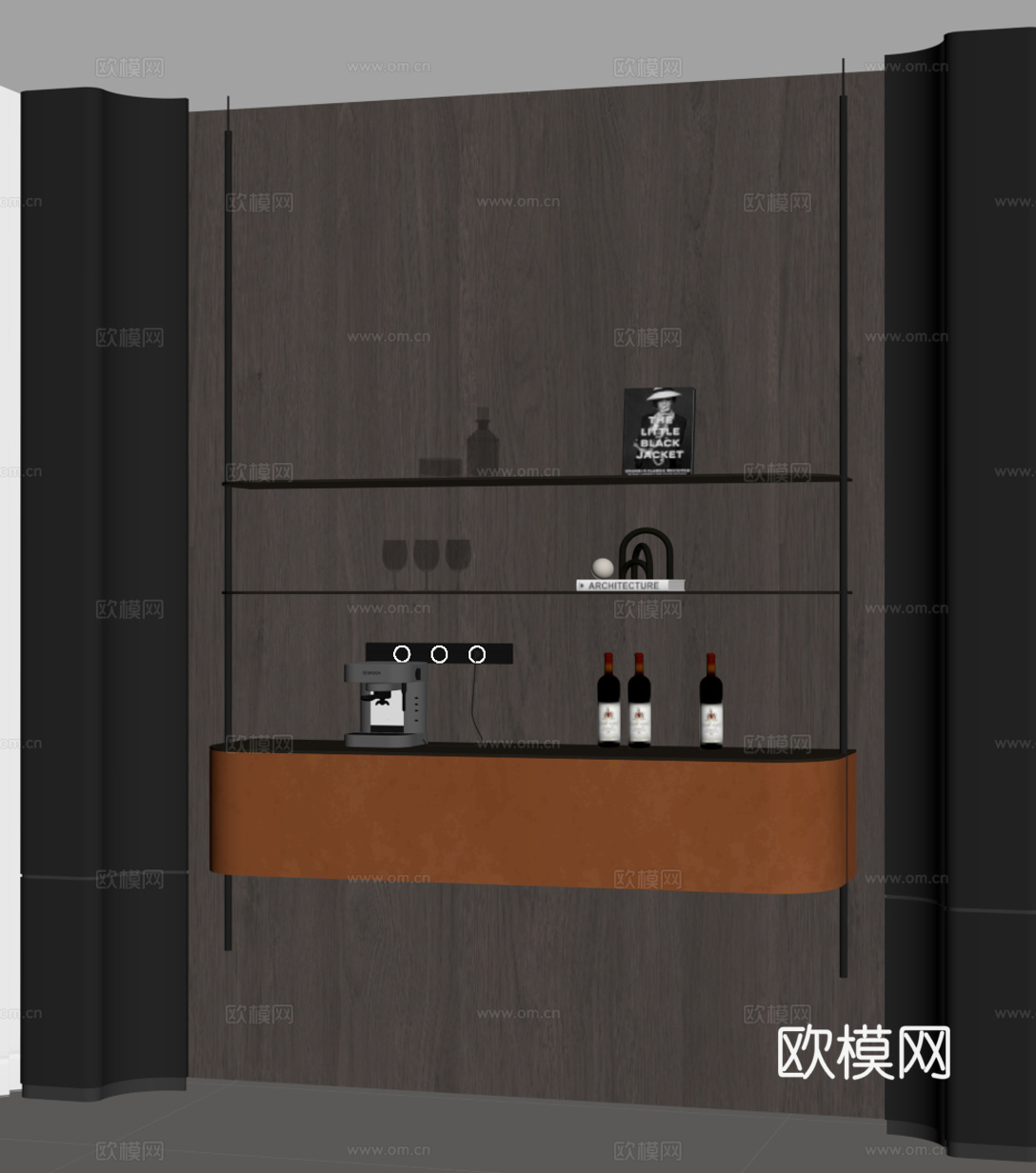 现代酒架 酒柜su模型