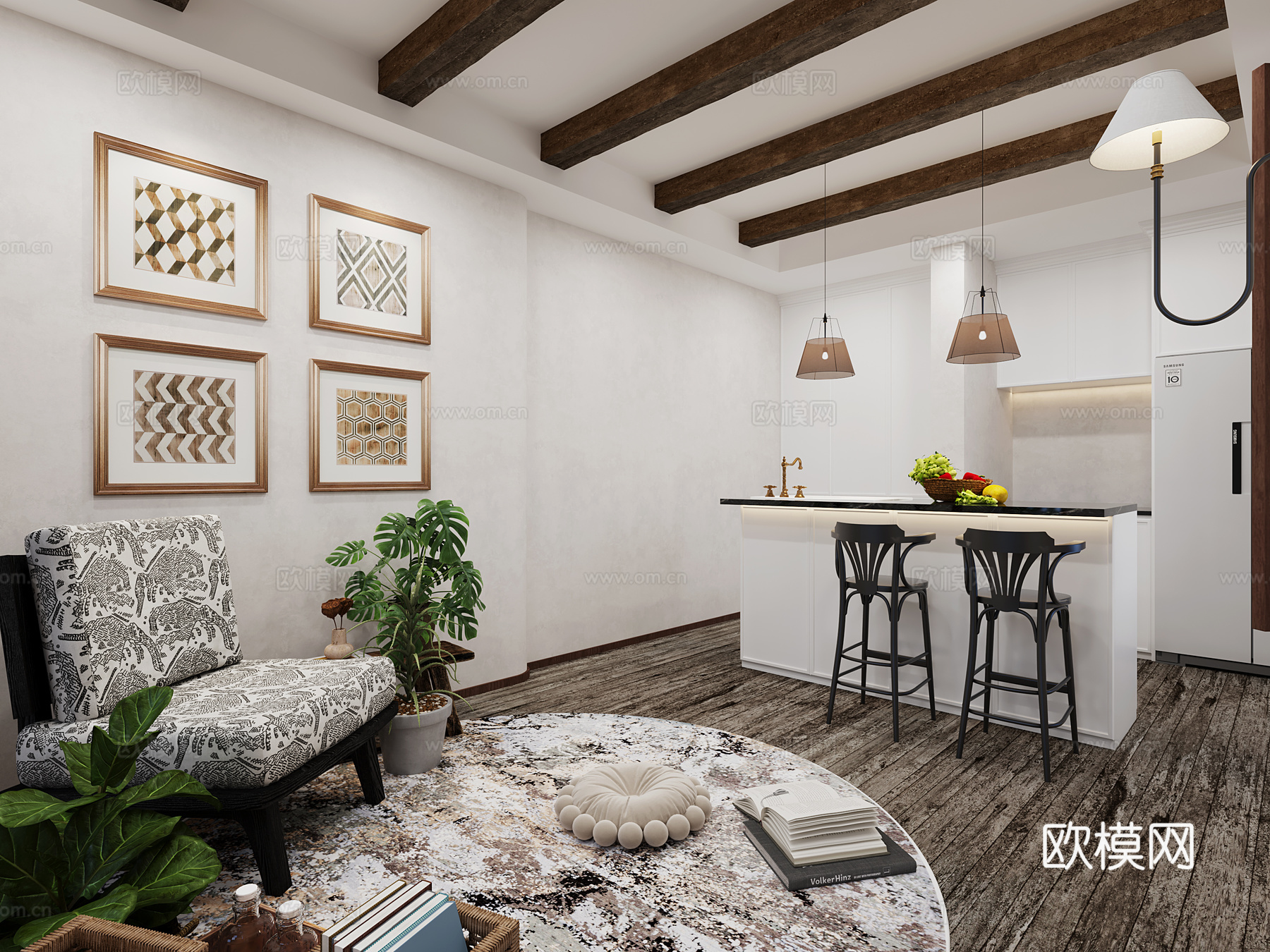 休闲区，花园3d模型下载（渲染图7）