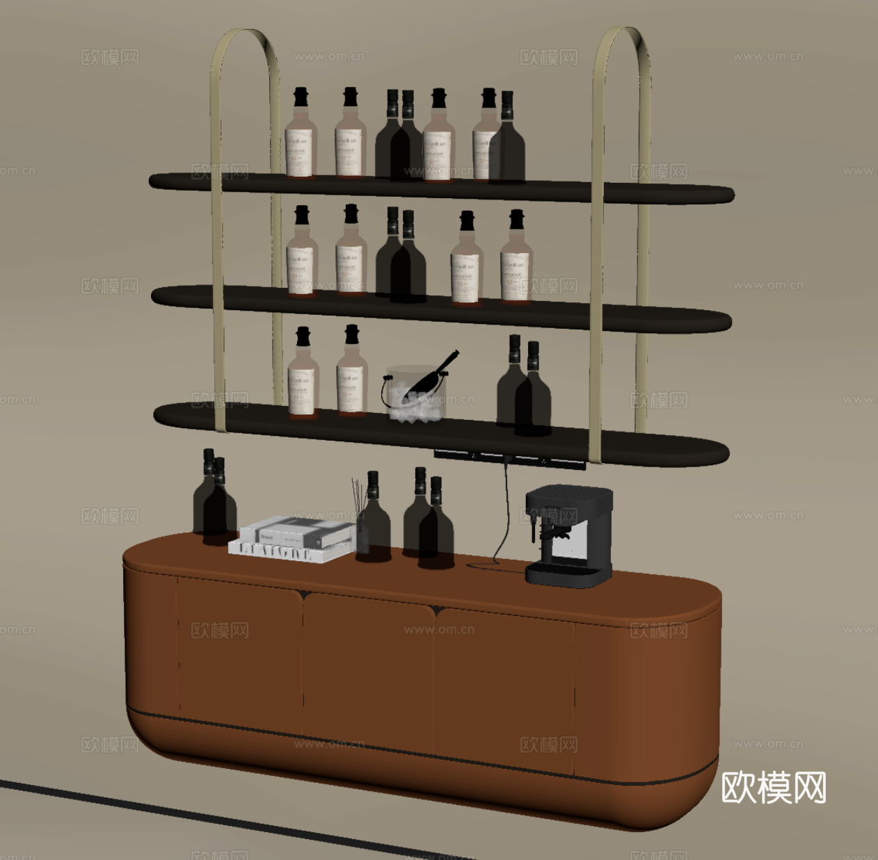 现代酒架 酒柜su模型