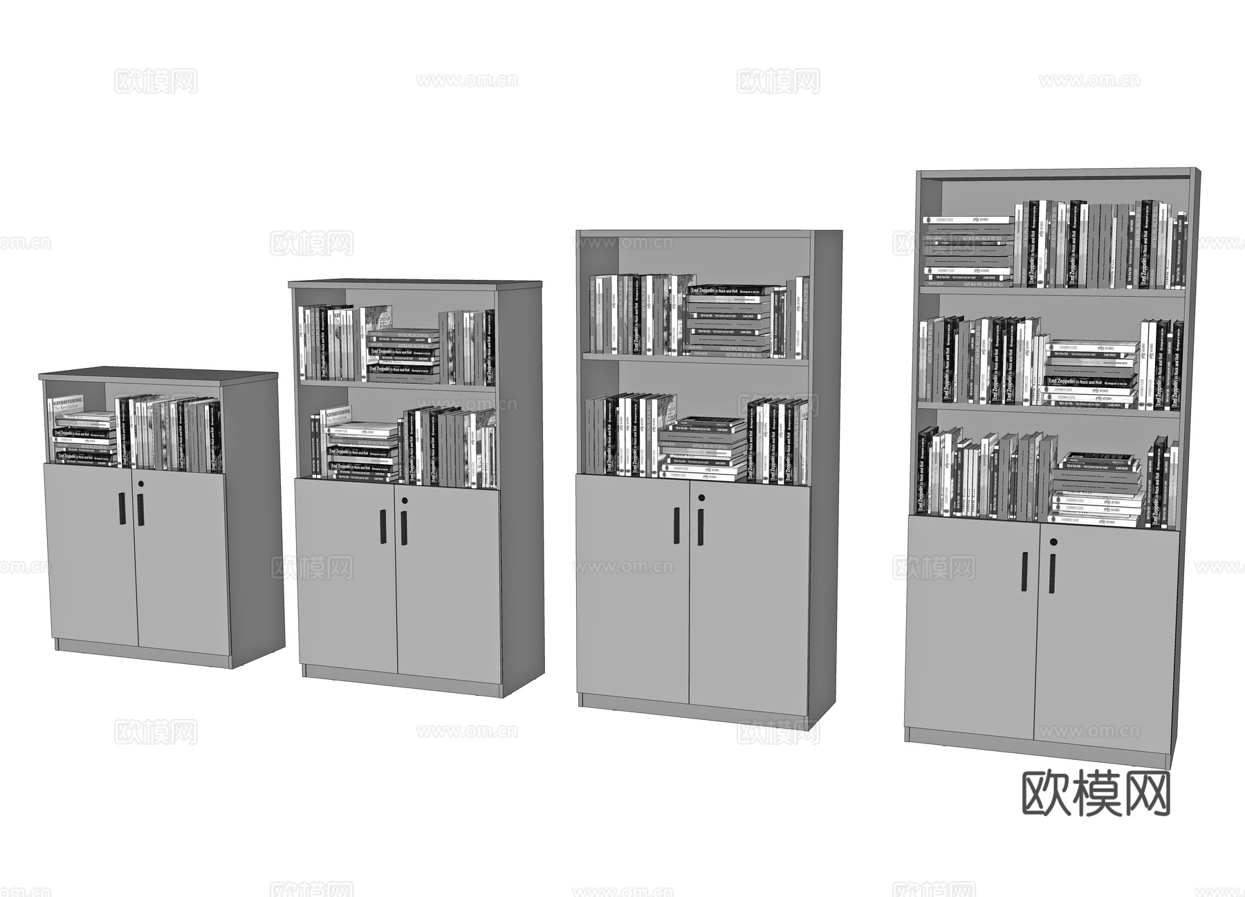 现代文件柜 资料柜 储物柜 办公柜 矮柜 边柜 组合柜 书柜su模型