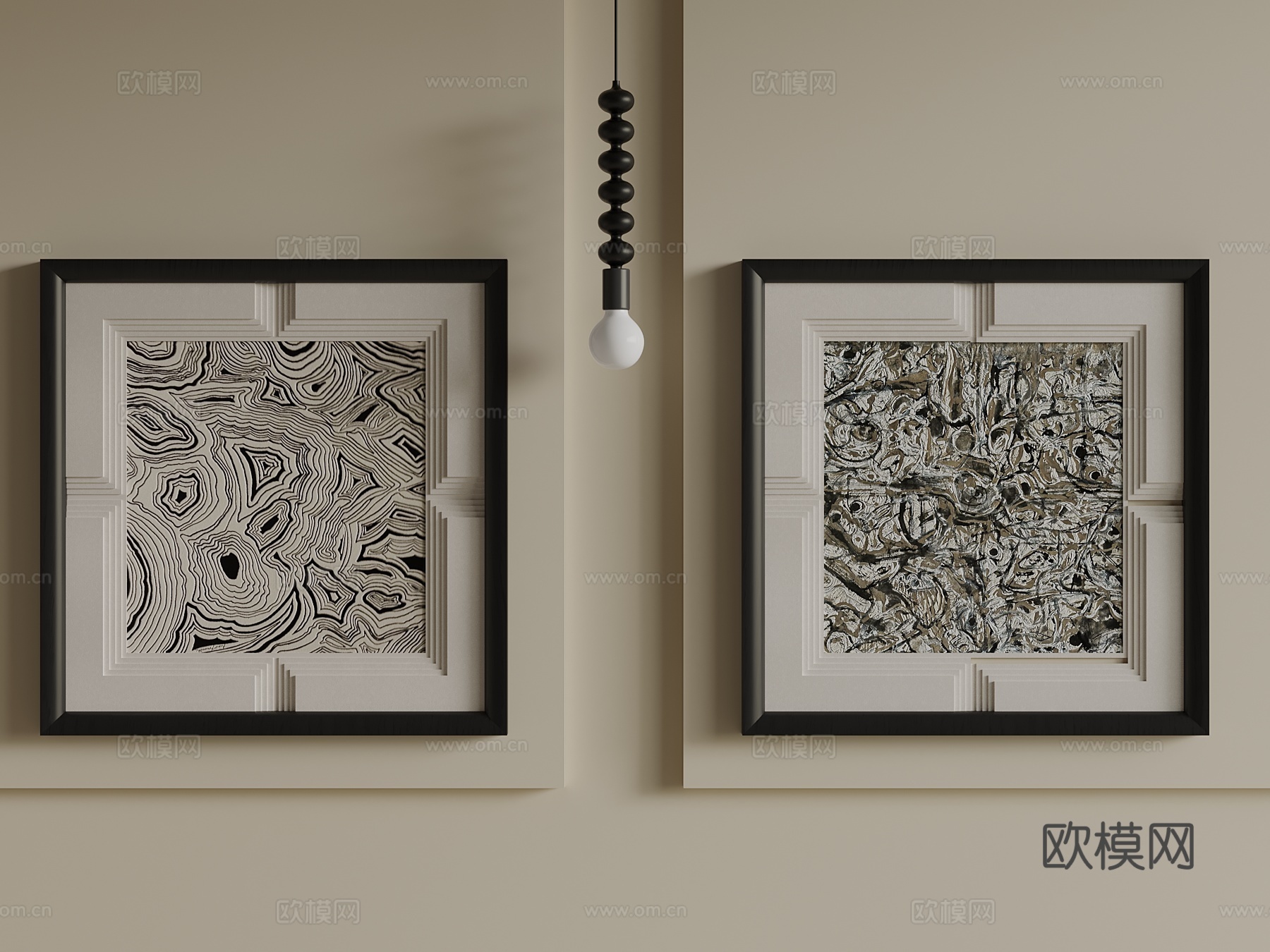 中古风装饰画 挂画su模型