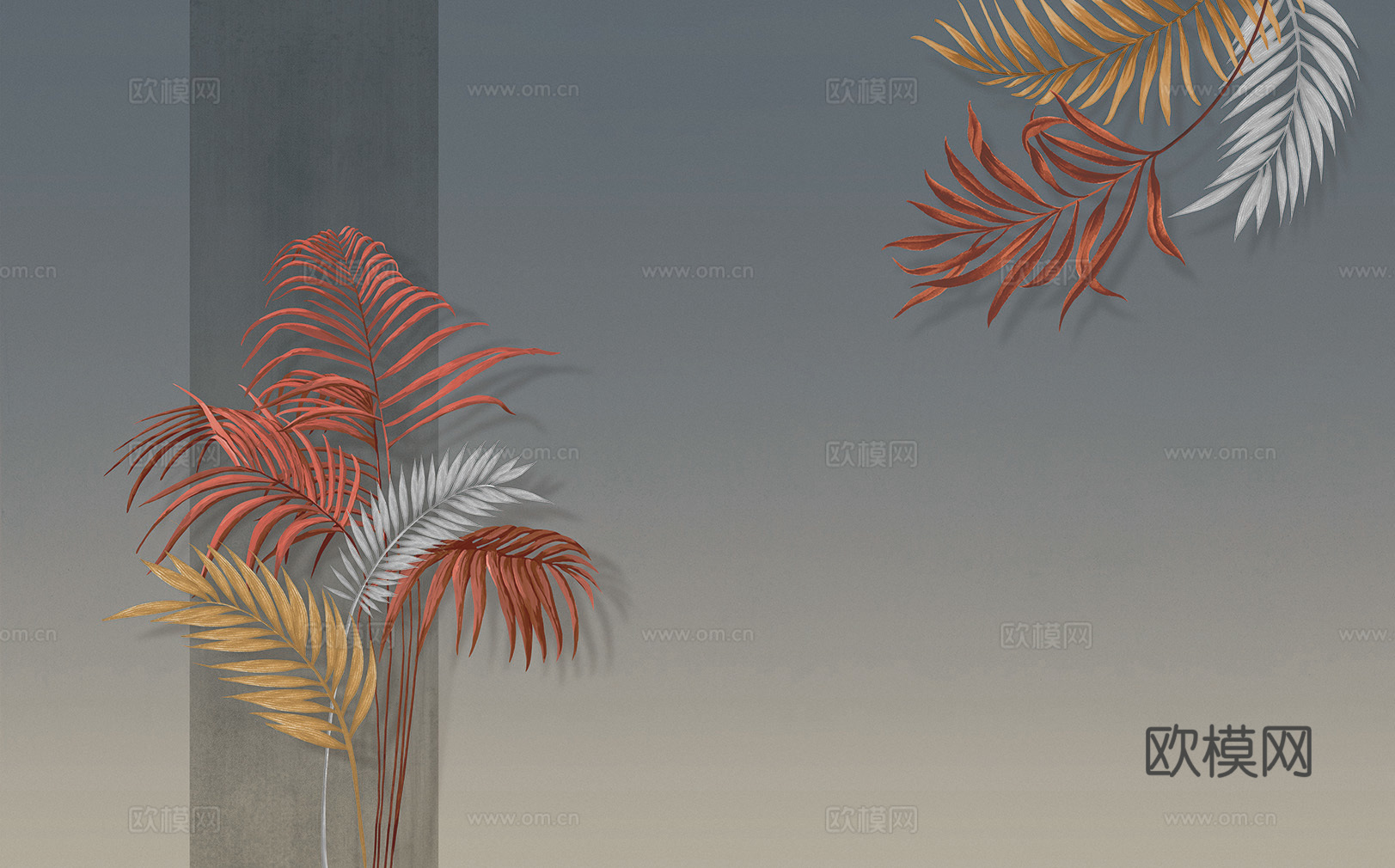 中式新中式植物花枝意境壁纸壁画