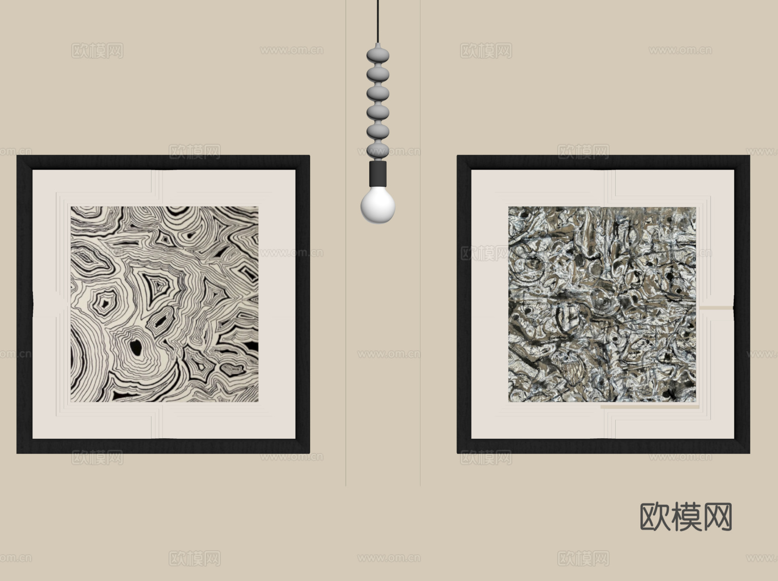 中古风装饰画 挂画su模型