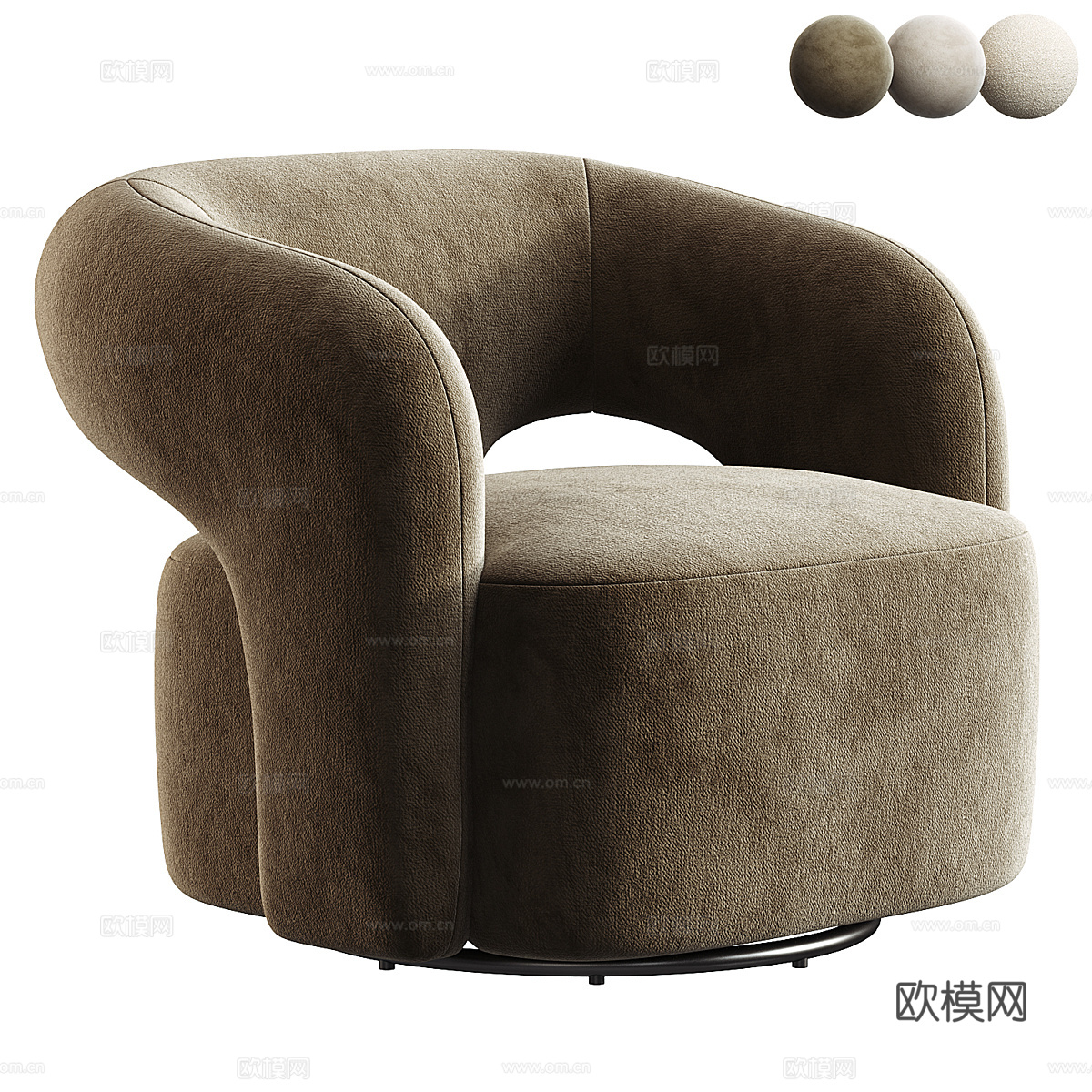 Mazie现代单人布艺沙发3d模型下载（渲染图2）