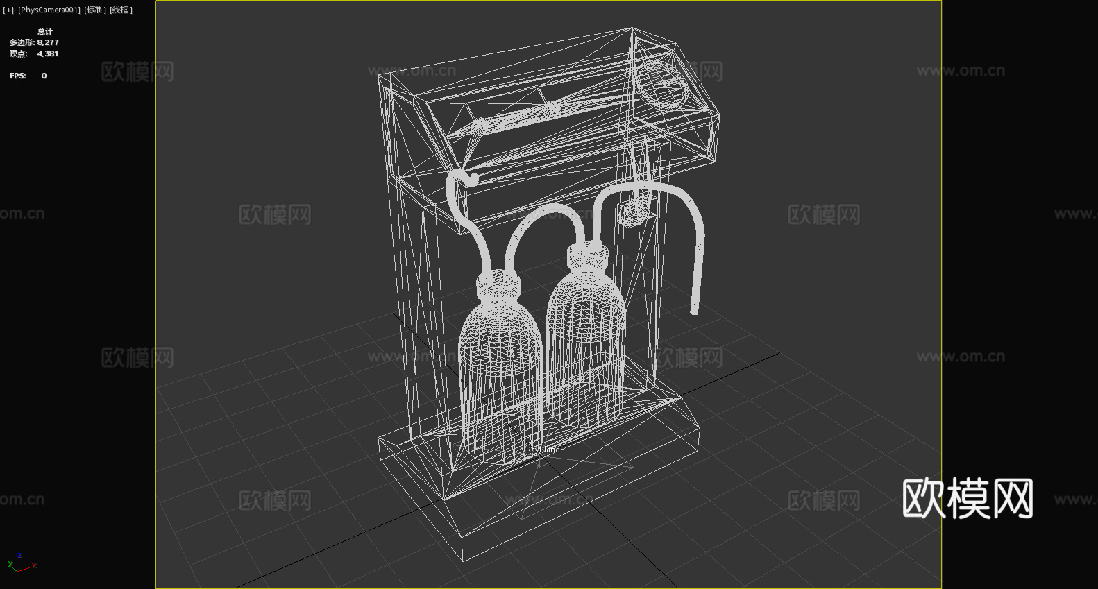 气体混合器 气瓶支架 实验室设备 气体分配装置 压力调节器3d模型下载（渲染图6）