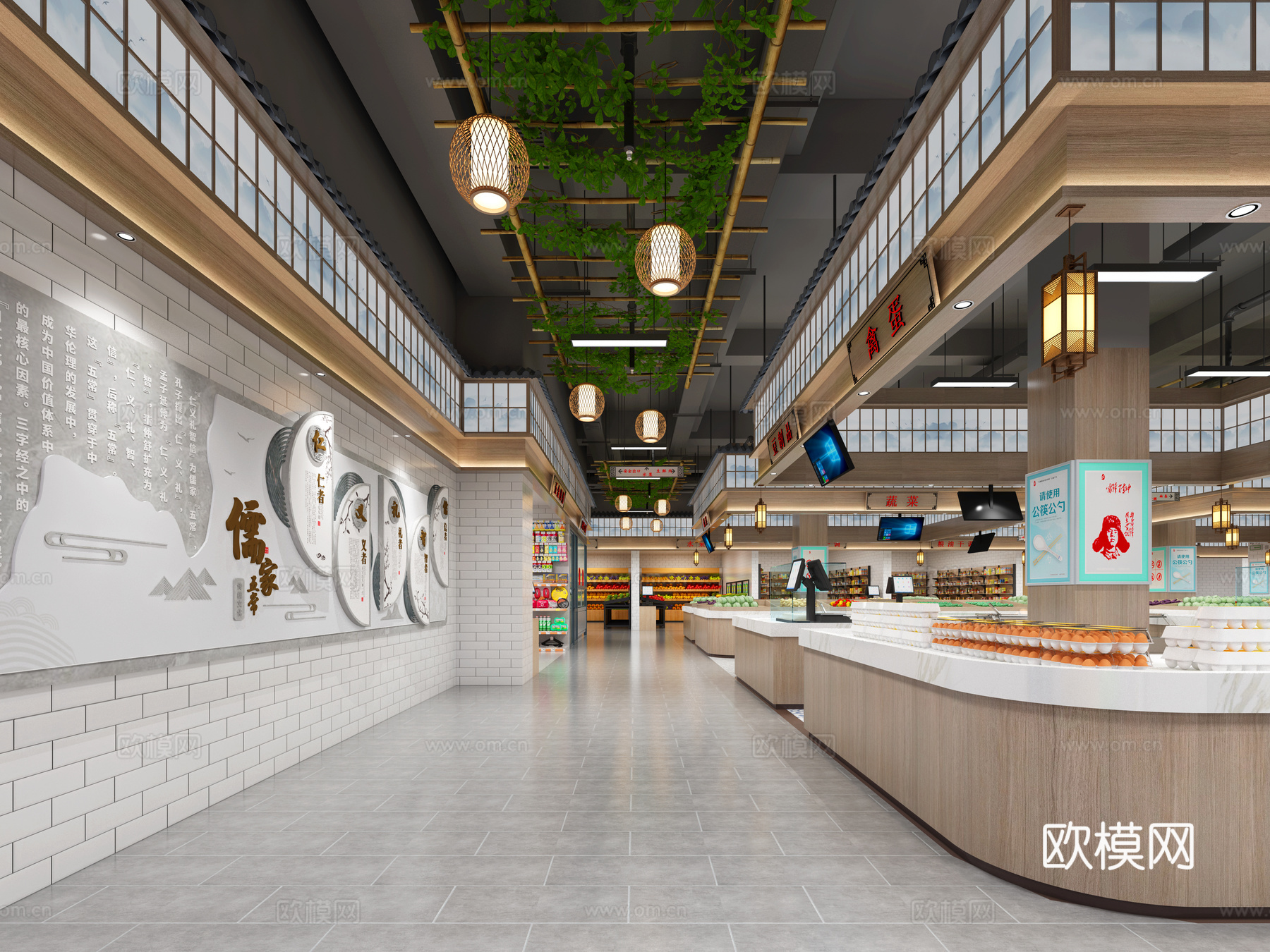 农贸市场 菜市场3d模型下载（渲染图4）