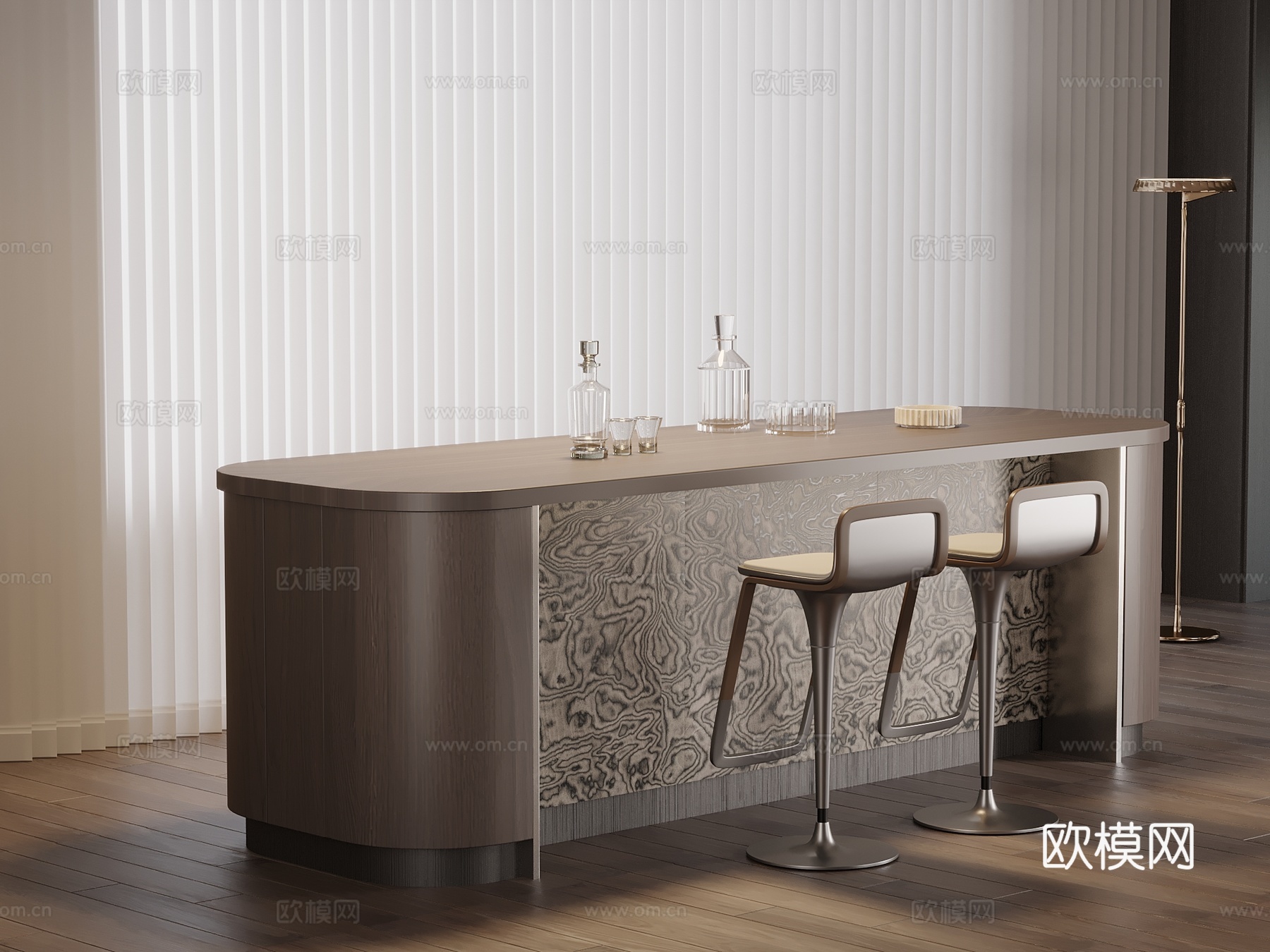 现代岛台 吧椅su模型