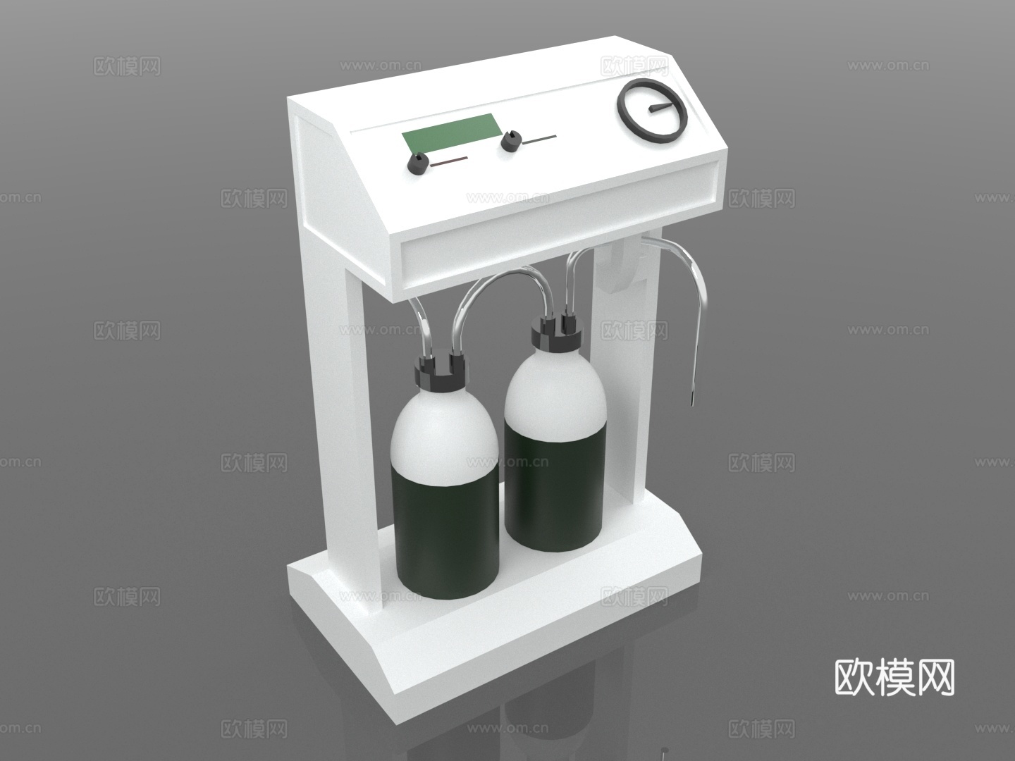 气体混合器 气瓶支架 实验室设备 气体分配装置 压力调节器3d模型下载（渲染图1）