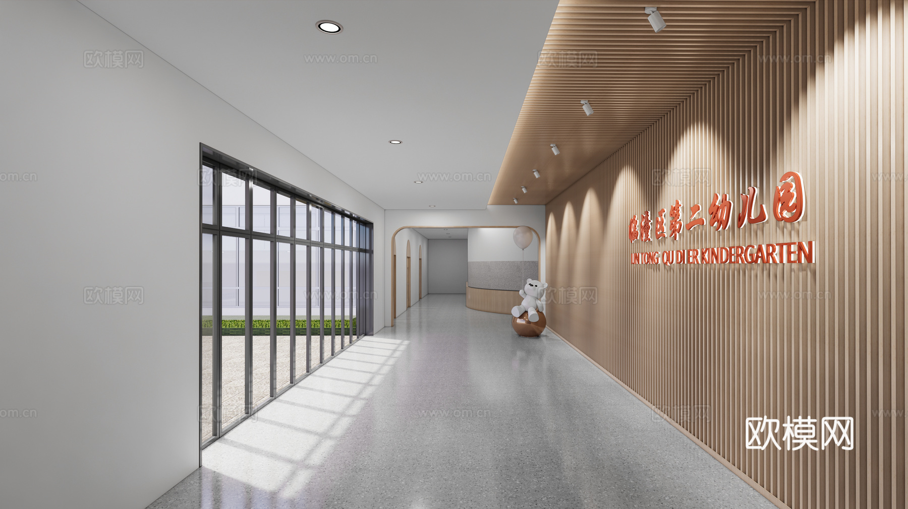 前厅设计  幼儿园大厅su模型