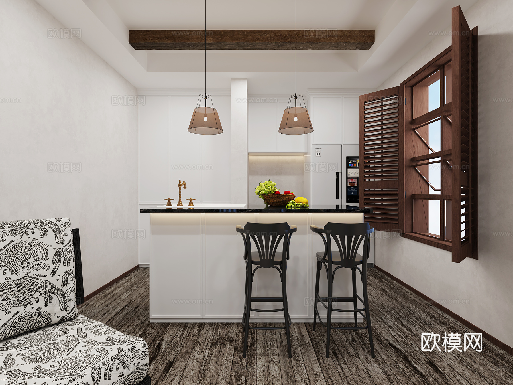 休闲区，花园3d模型下载（渲染图8）