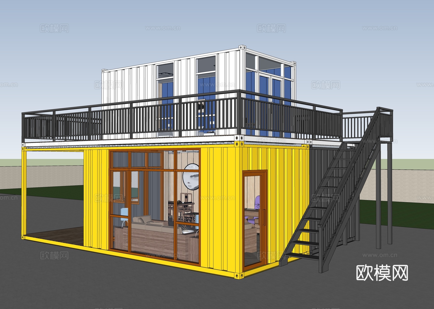 集装箱办公室建筑su模型