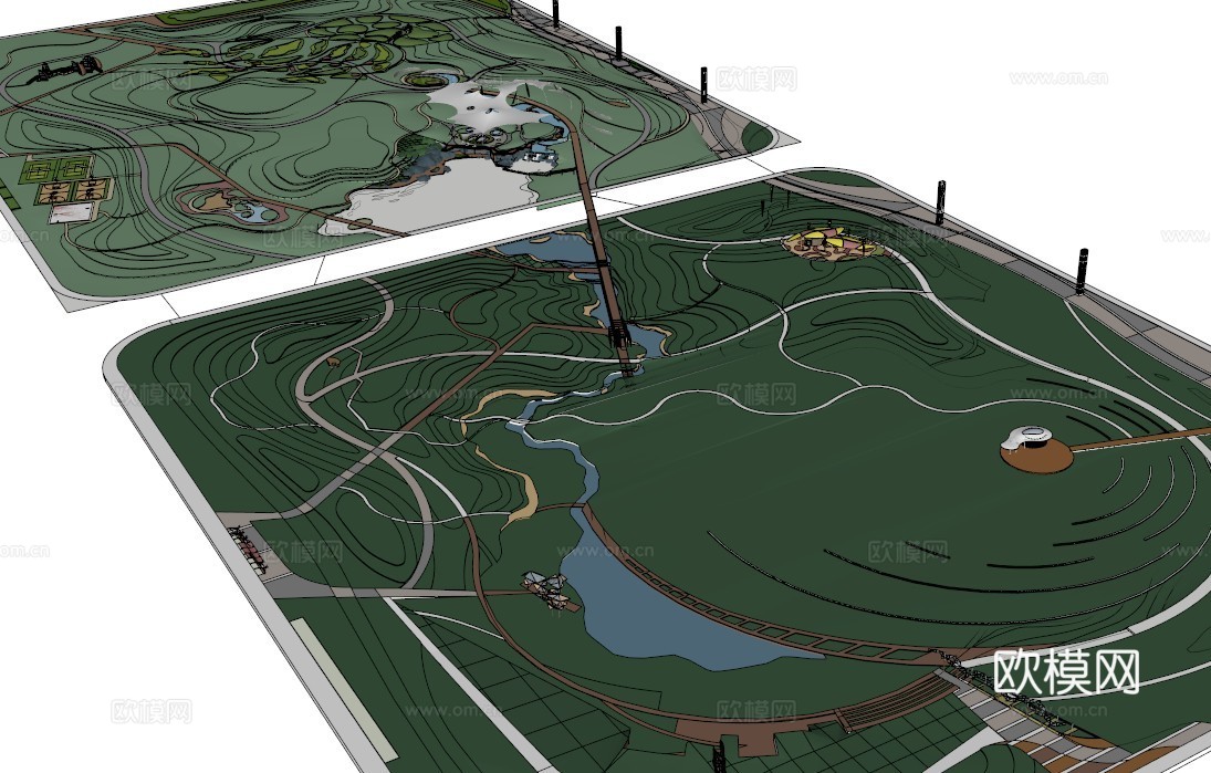 体育公园模型 园林景观模型 广场方案设计 园林方案设计su模型